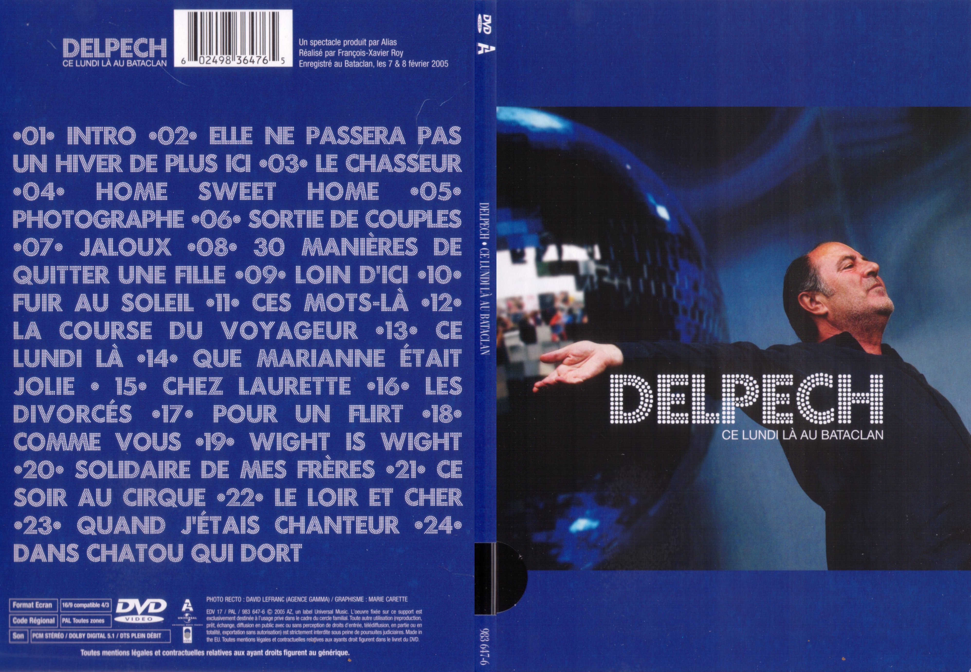 Jaquette DVD Delpech - Ce lundi la au bataclan