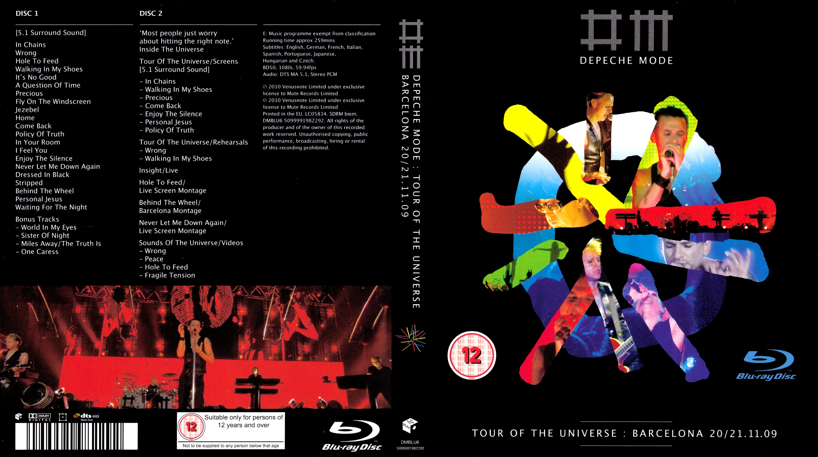Jaquette DVD Depeche Mode - Tour of universe Barcelona 2009 (BLU-RAY)