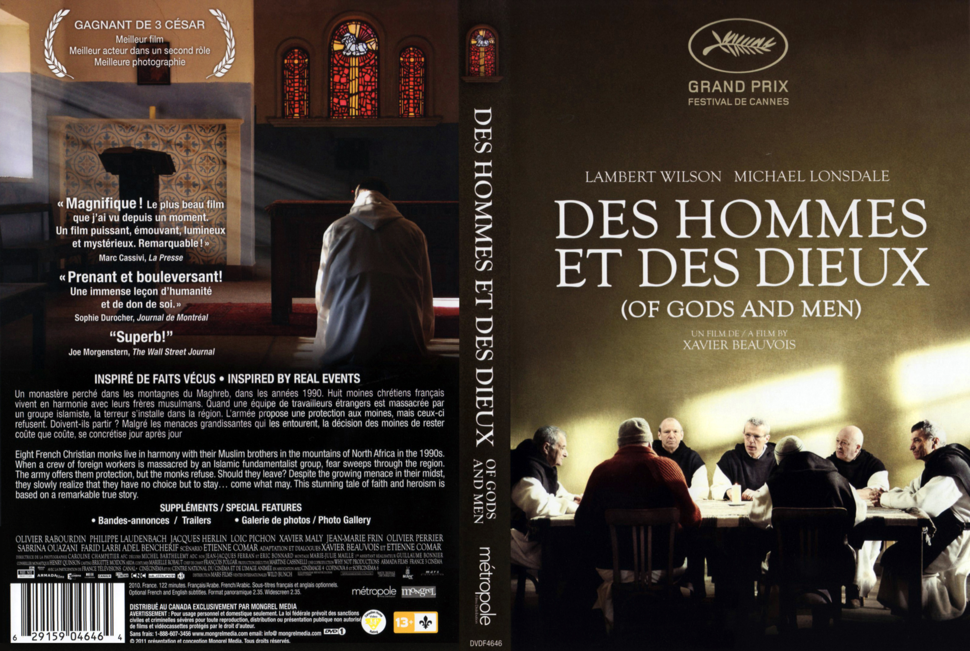 Jaquette DVD Des hommes et des Dieux (Canadienne)
