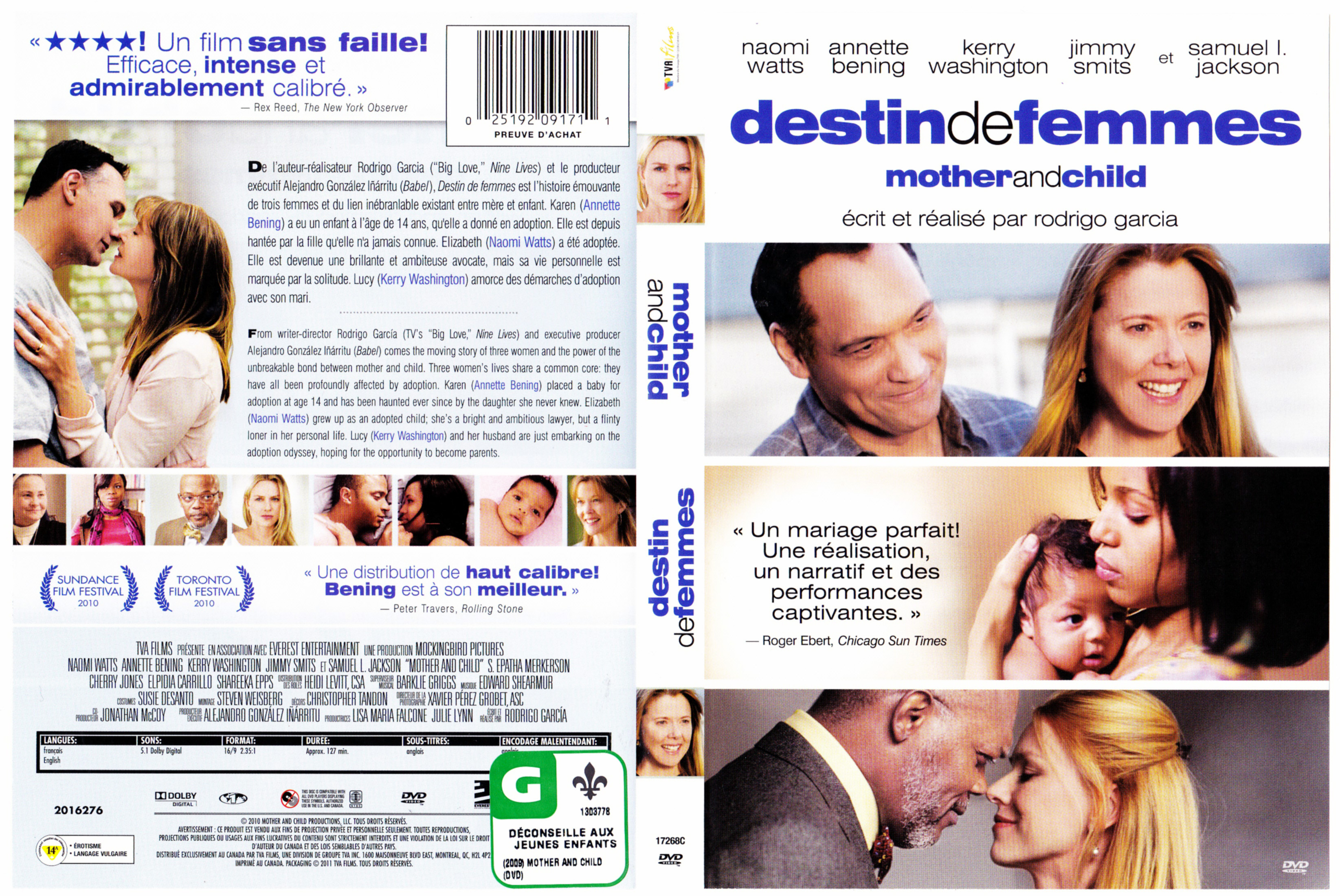 Jaquette DVD Destin de femmes - Mother and child (Canadienne)