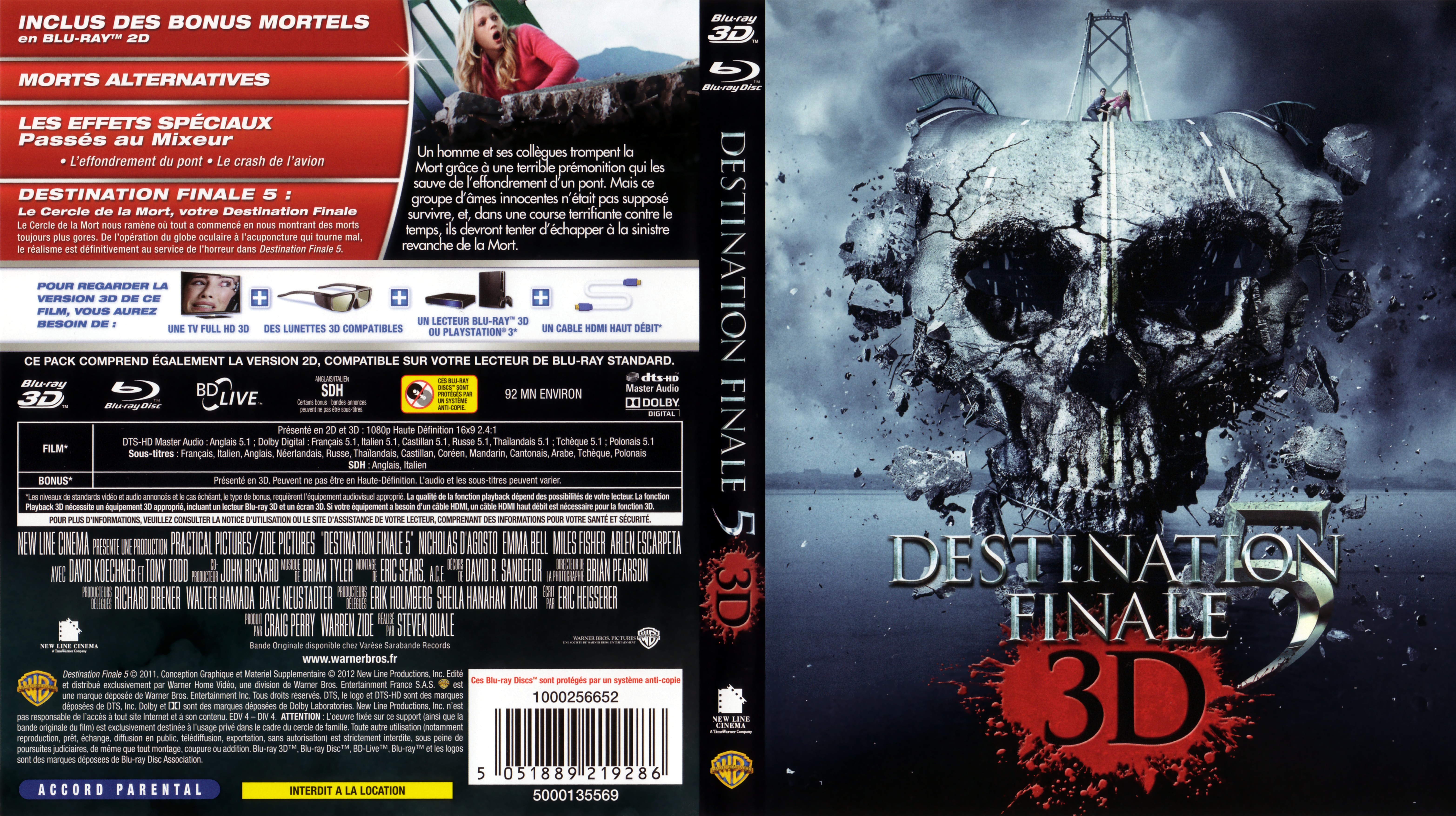 Jaquette DVD Destination finale 5 3D (BLU-RAY)