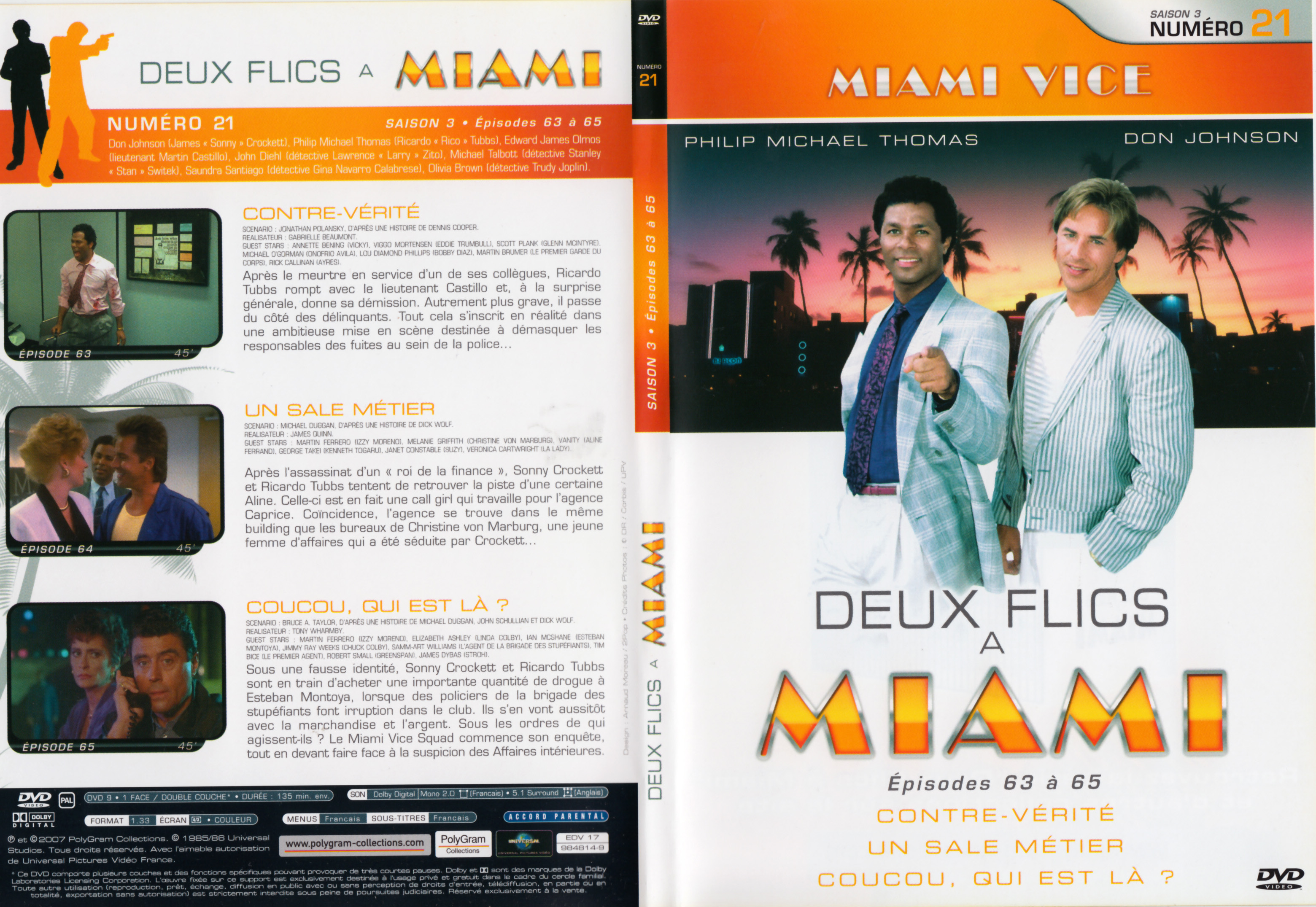 Jaquette DVD Deux flics  Miami Saison 3 vol 21