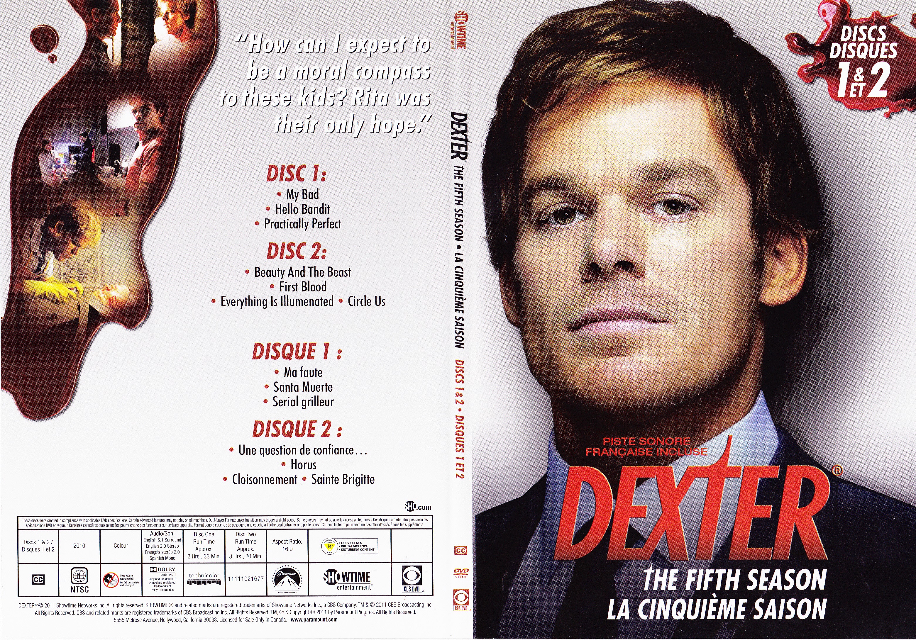 Jaquette DVD Dexter Saison 5 DVD 1 (Canadienne)