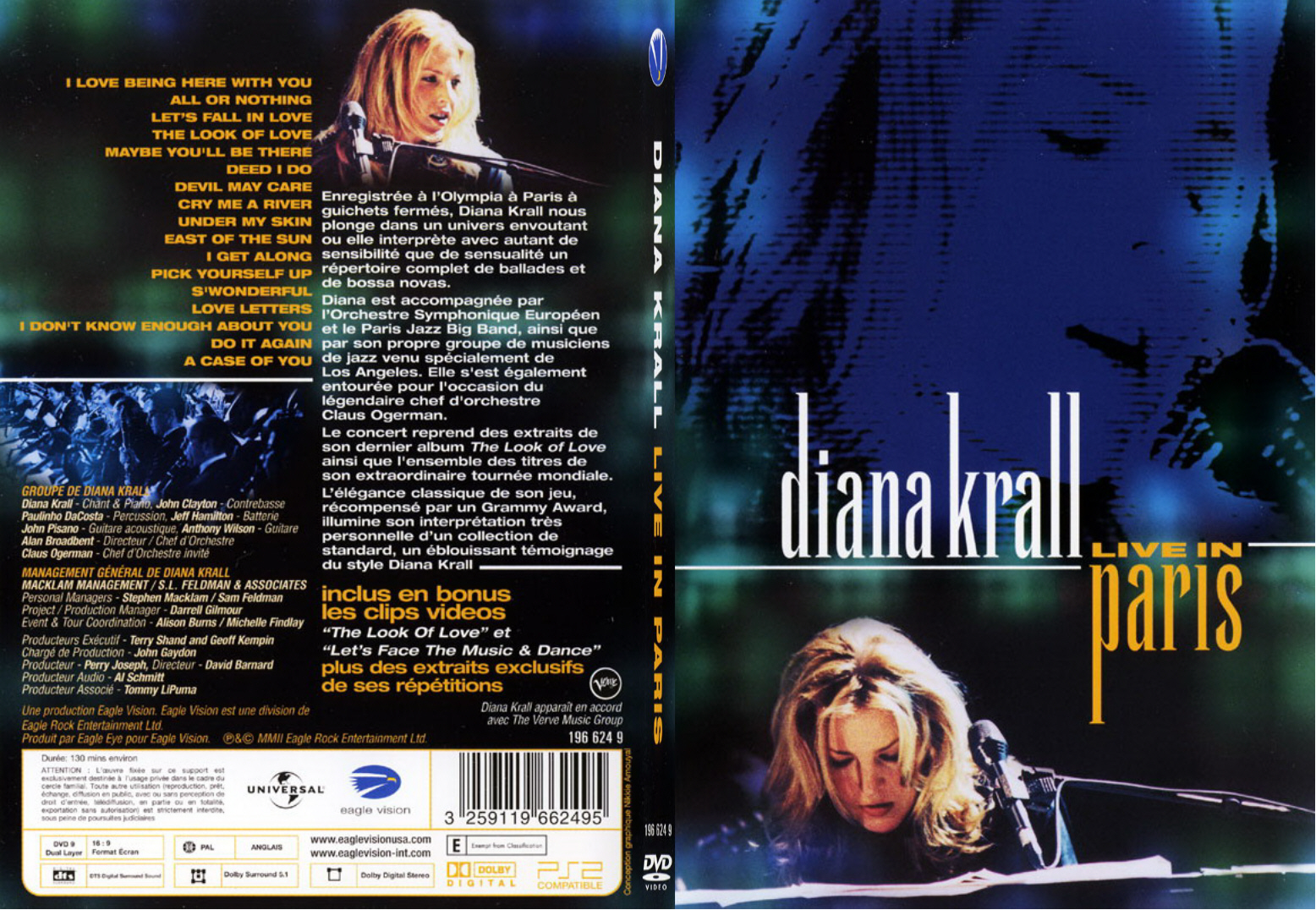 Jaquette DVD Diana Krall live in Paris - SLIM