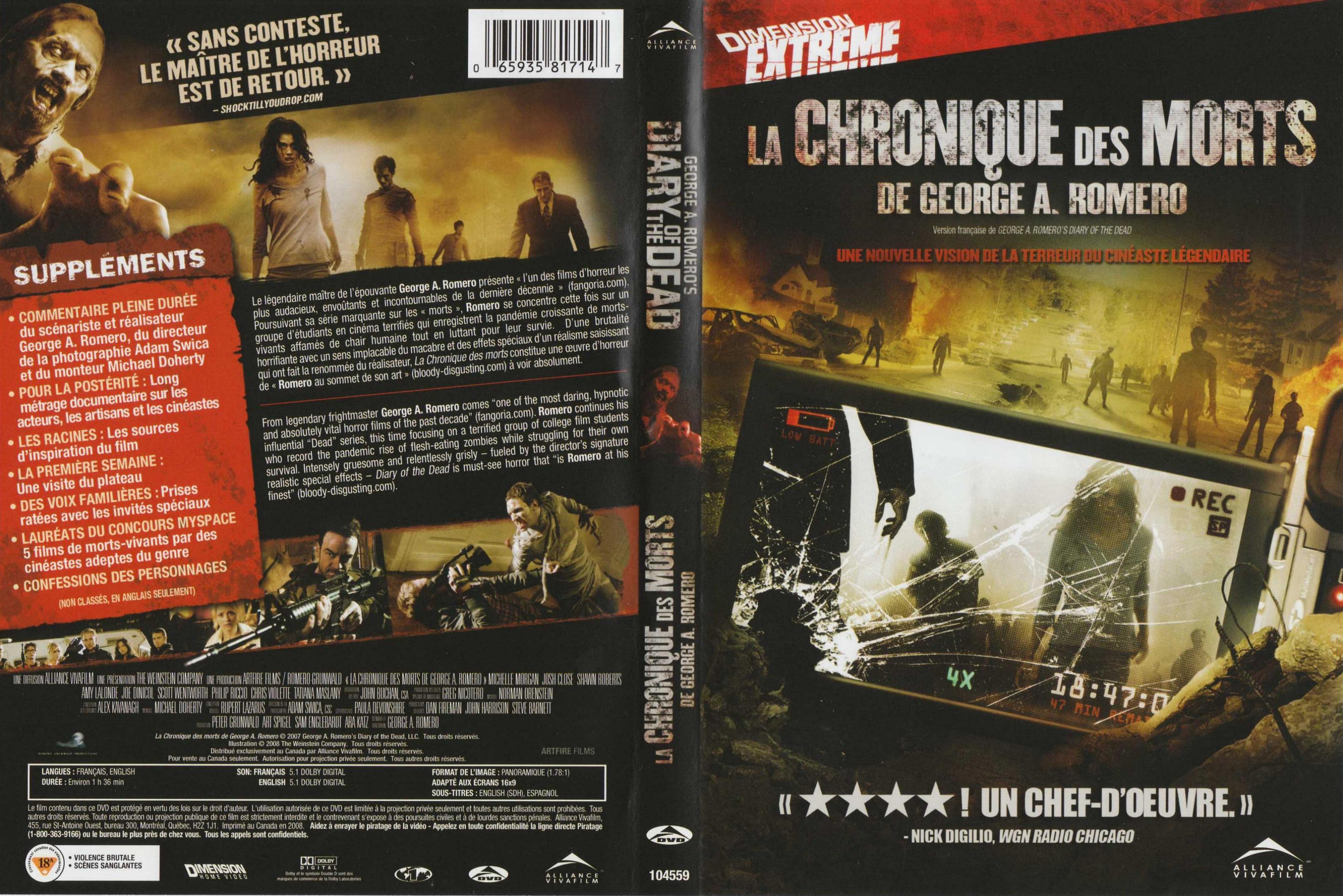 Jaquette DVD Diary of the Dead - La chronique des morts
