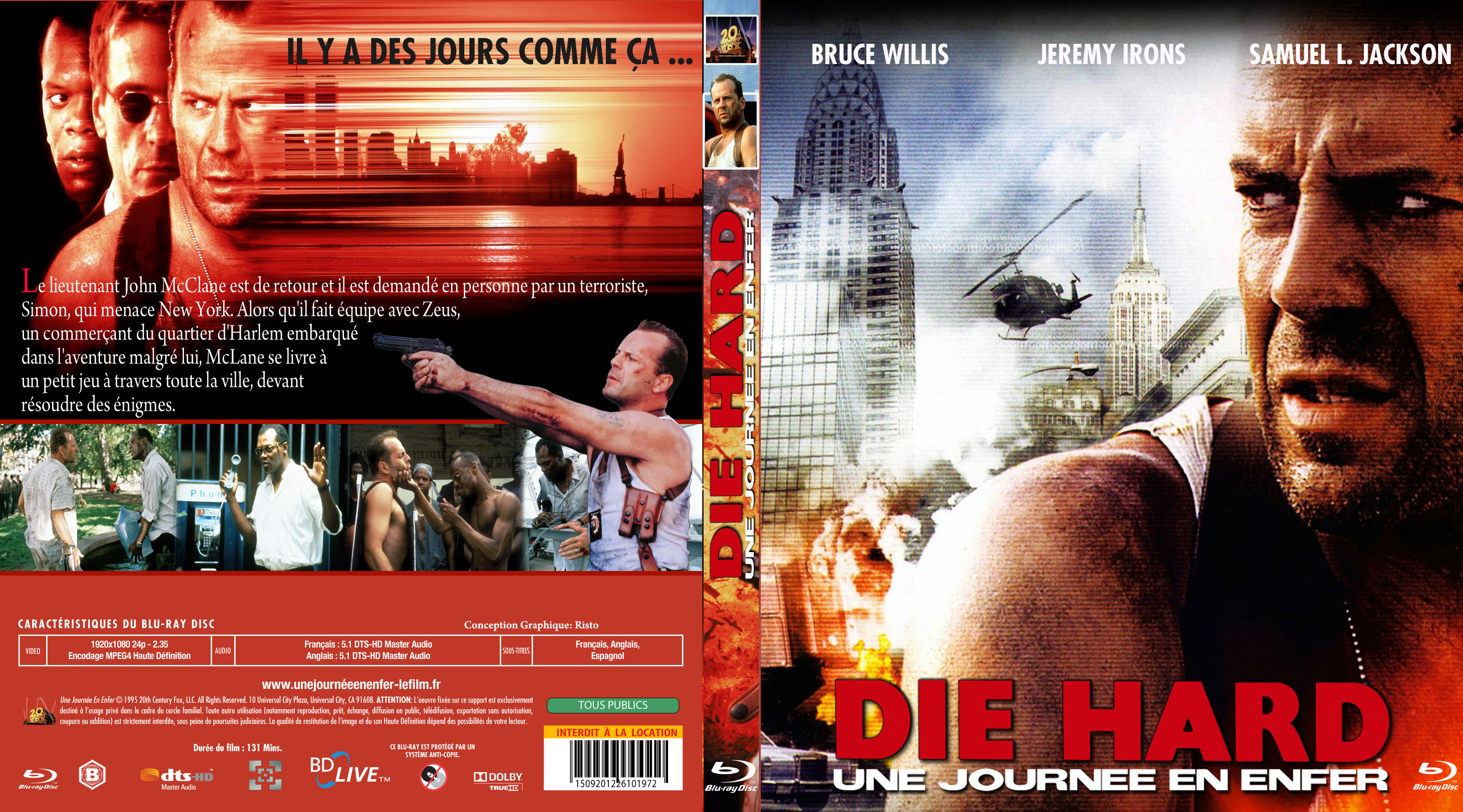 Jaquette DVD Die hard 3 - Une journe en enfer custom (BLU-RAY)