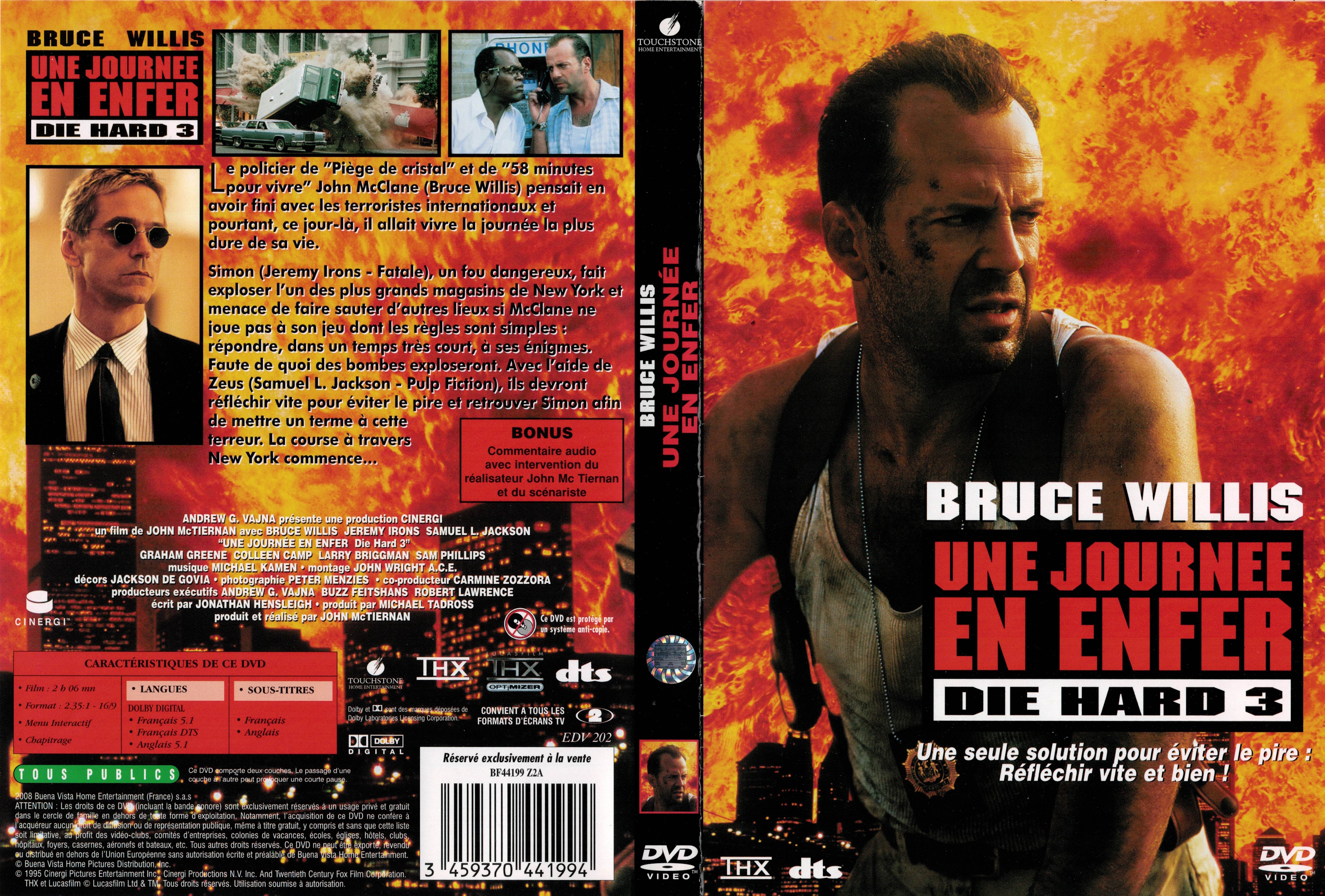 Jaquette DVD Die hard 3 - Une journ�e en enfer v2