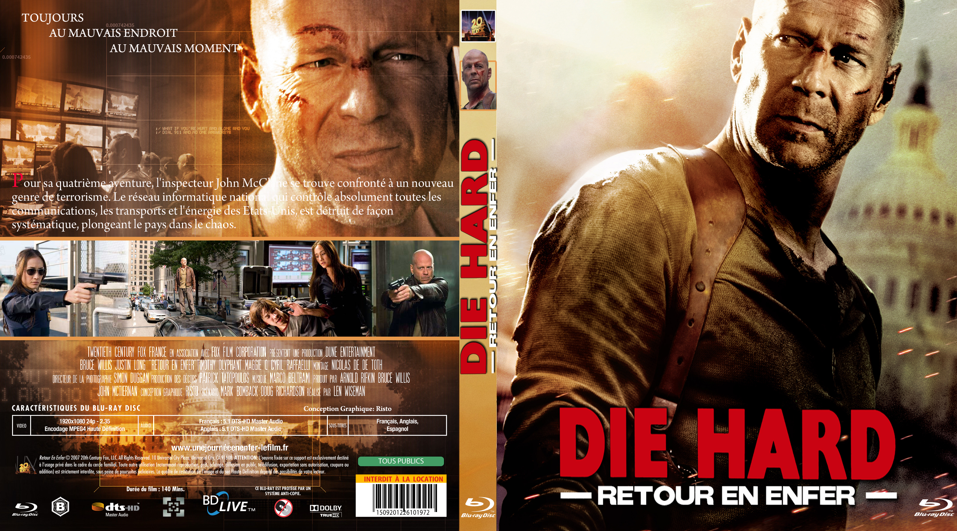 Jaquette DVD Die hard 4 - Retour en enfer custom (BLU-RAY)