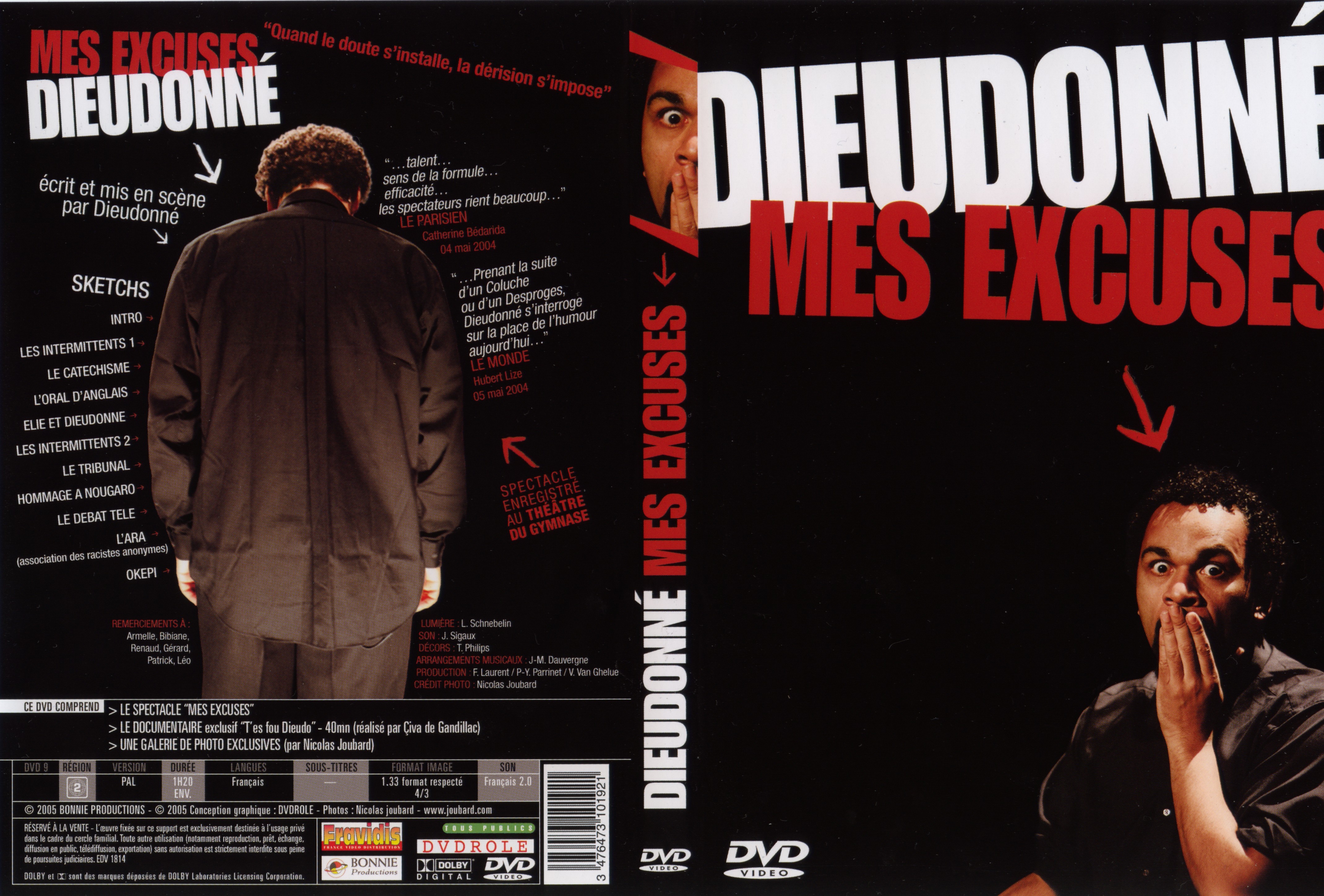 Jaquette DVD Dieudonn - Mes excuses
