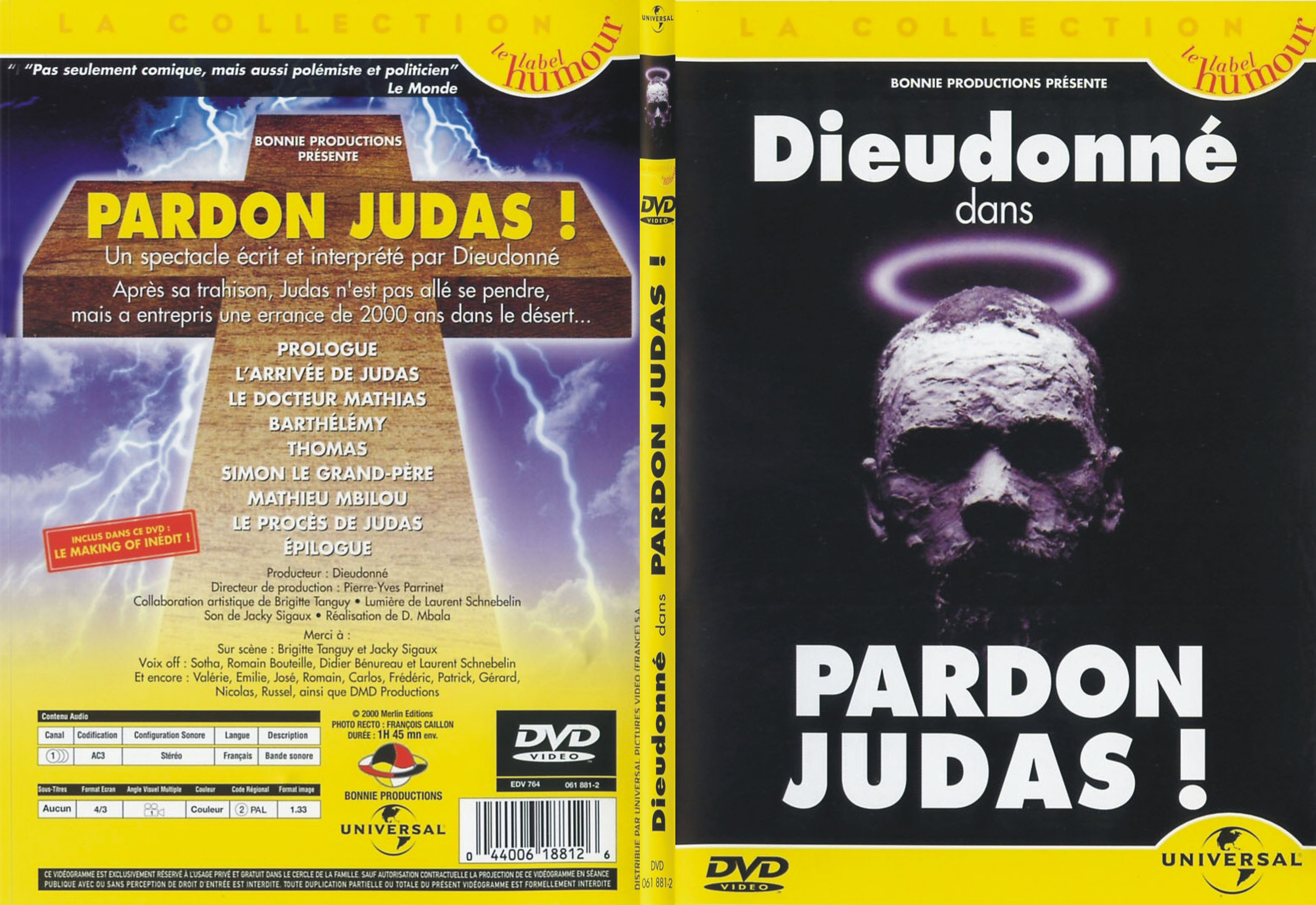 Jaquette DVD Dieudonn - pardon judas - SLIM