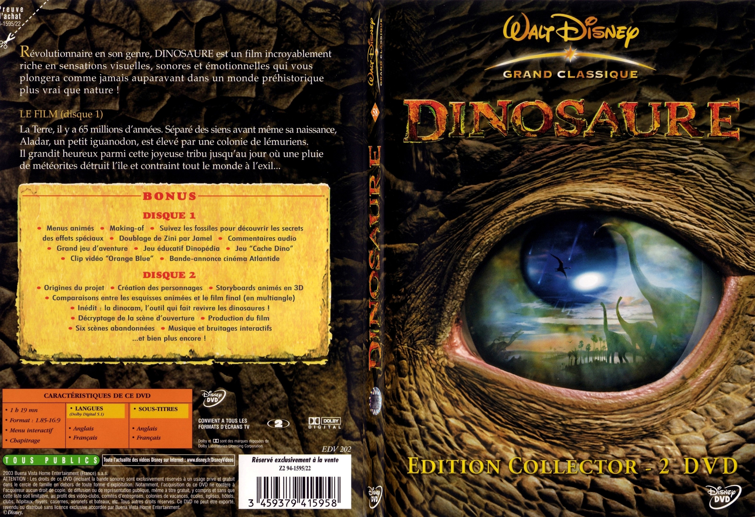 Jaquette DVD Dinosaure - SLIM