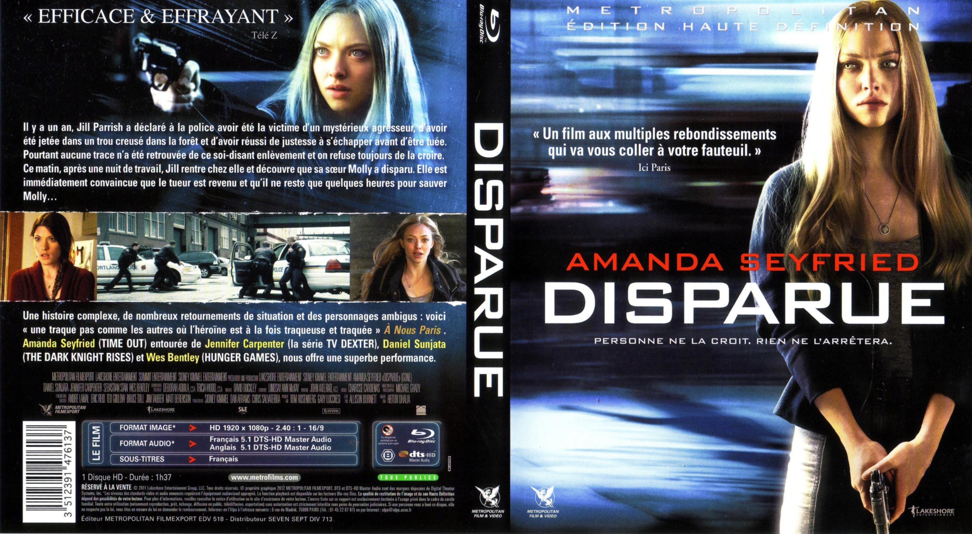Jaquette DVD Disparue (BLU-RAY)