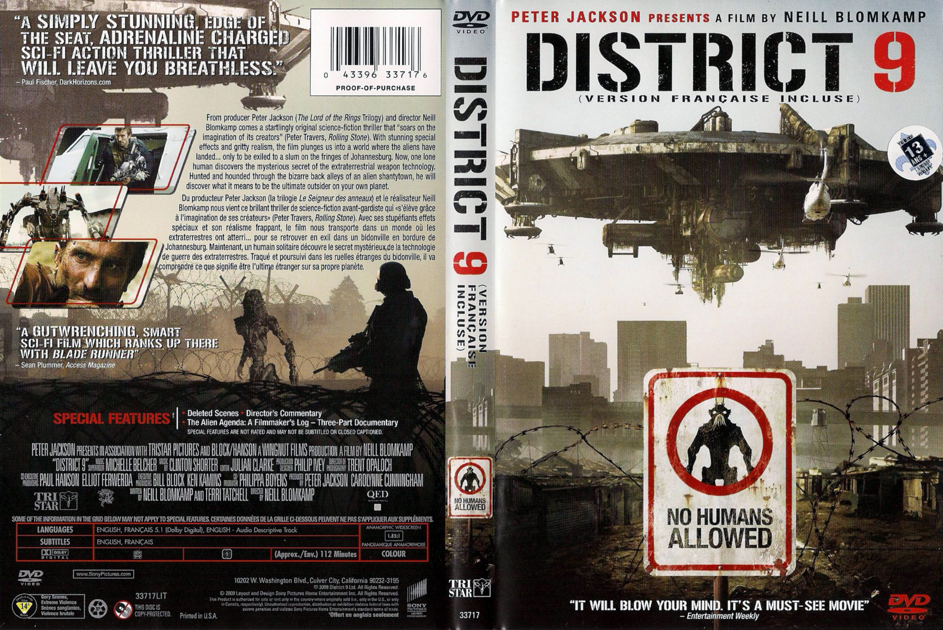 Jaquette DVD District 9 (Canadienne)