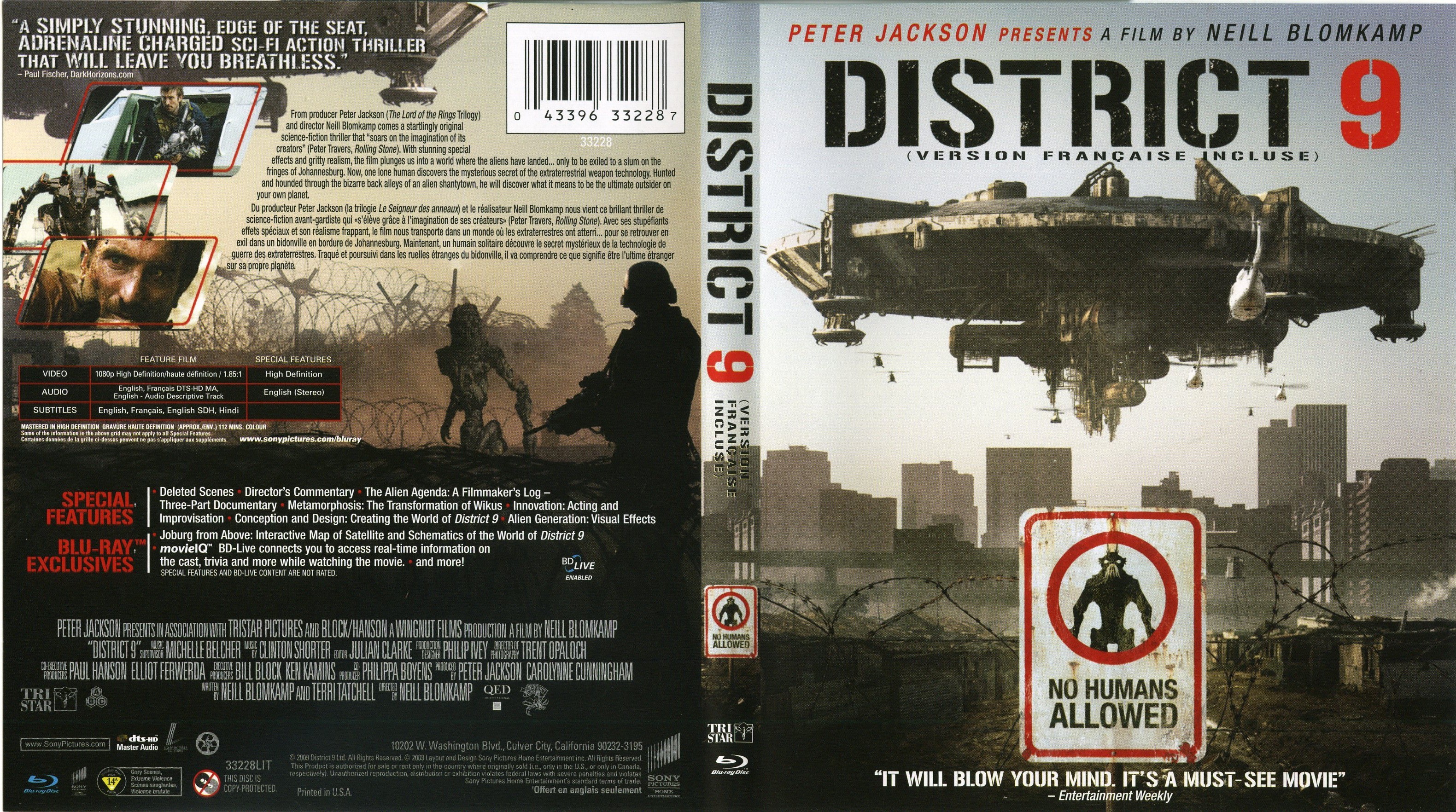 Jaquette DVD District 9 (Canadienne) (BLU-RAY)