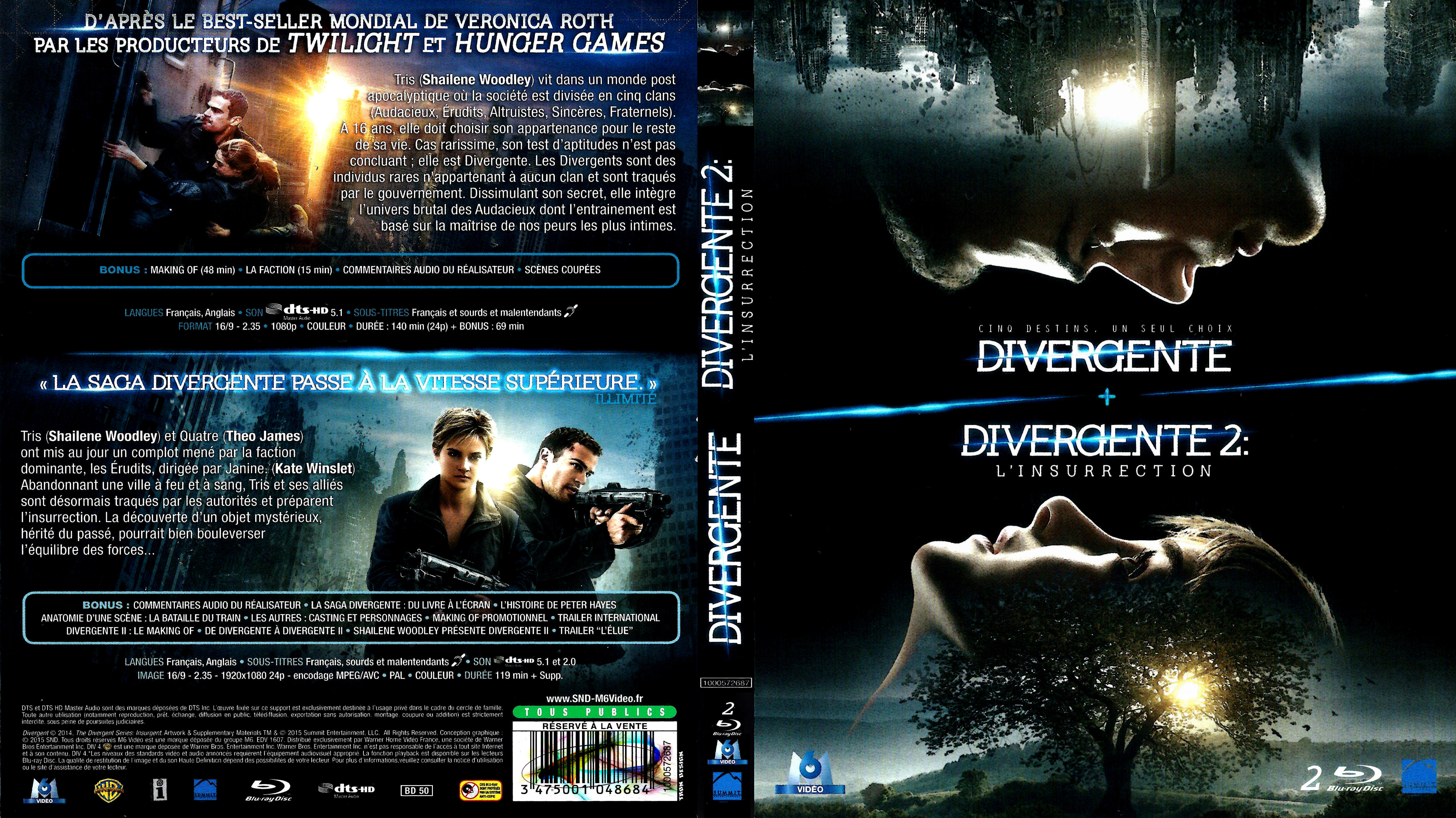 Jaquette DVD Divergente 1 & 2 custom (BLU-RAY)
