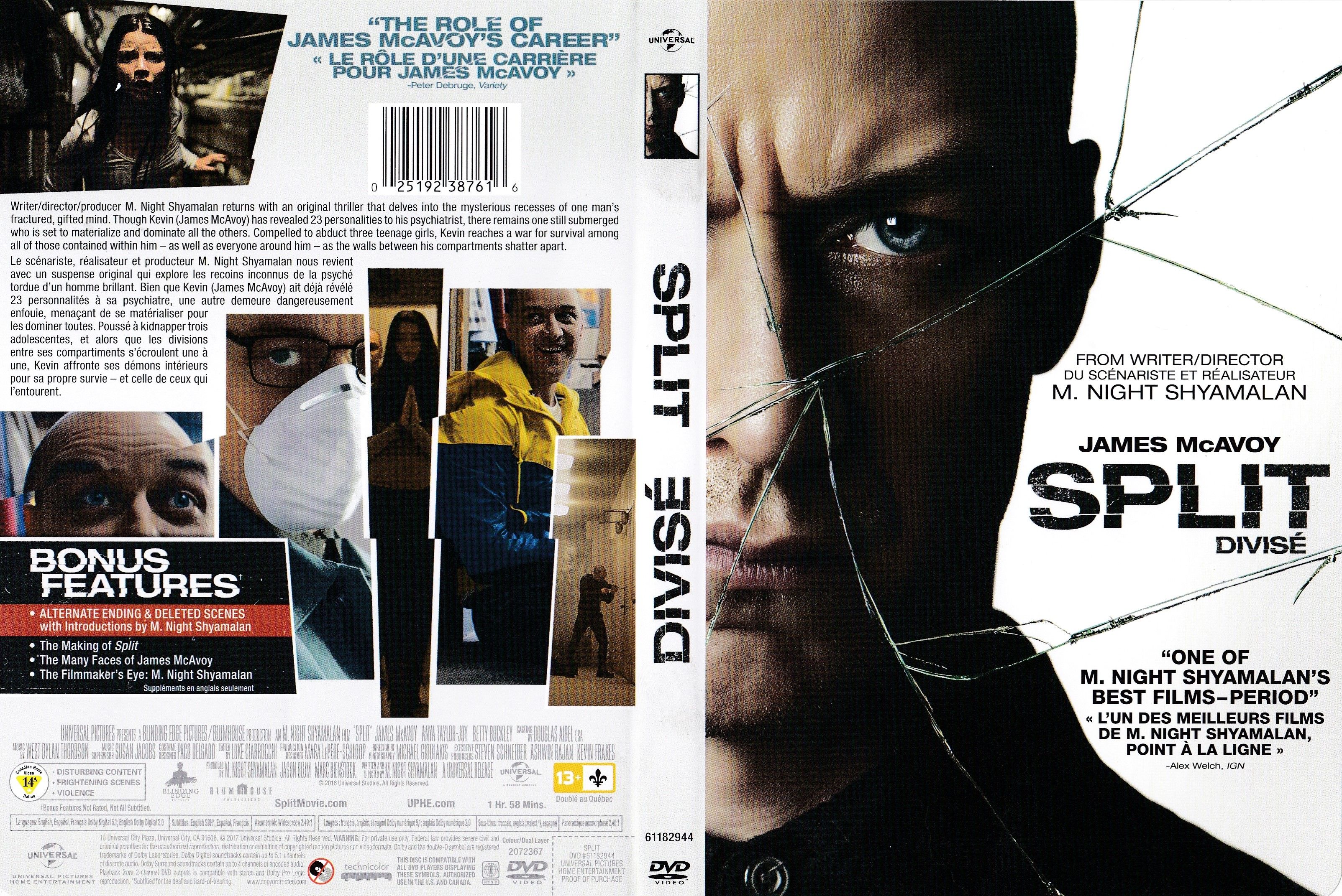 Jaquette DVD Divise - Split (canadienne)