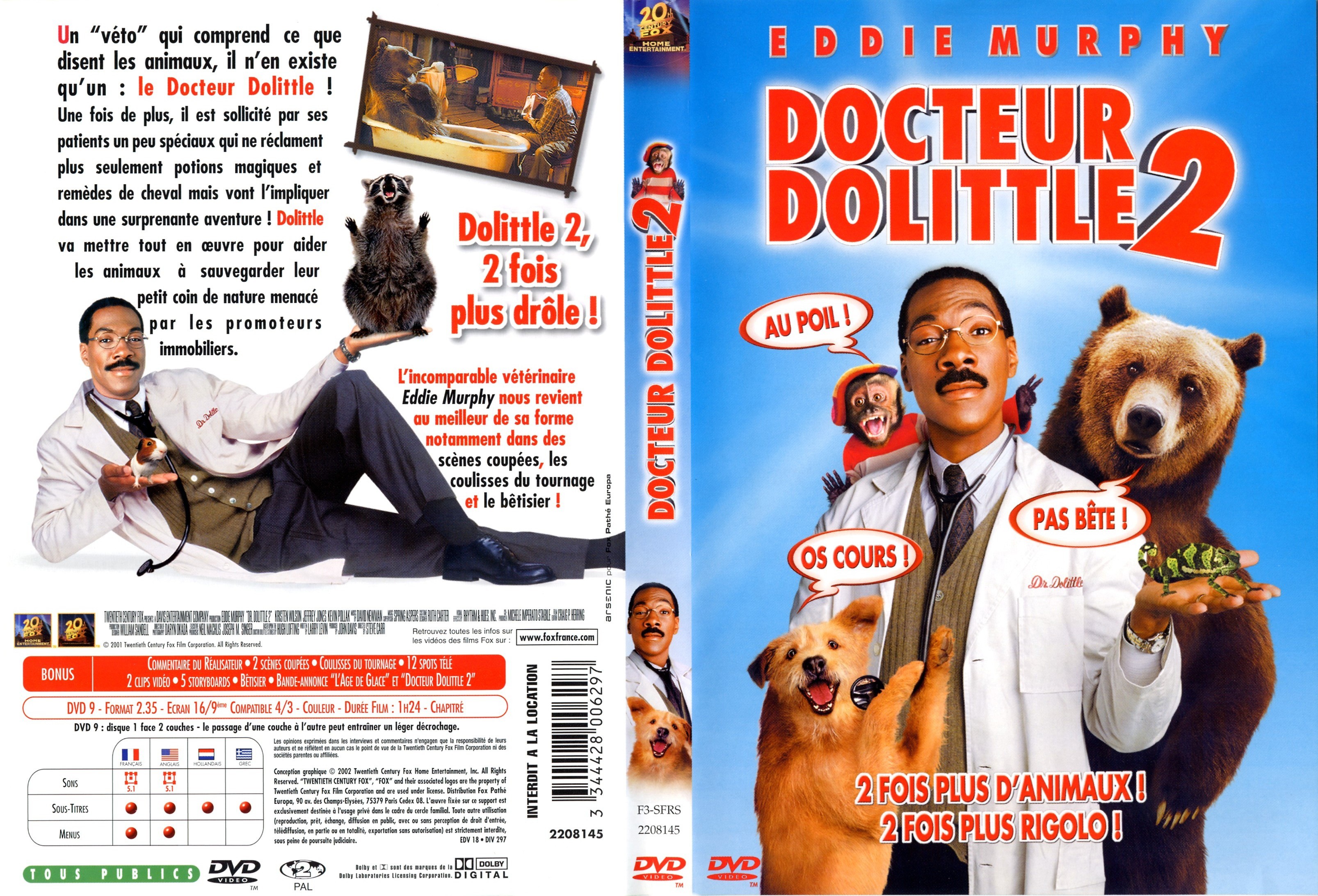 Jaquette DVD Docteur Dolittle 2