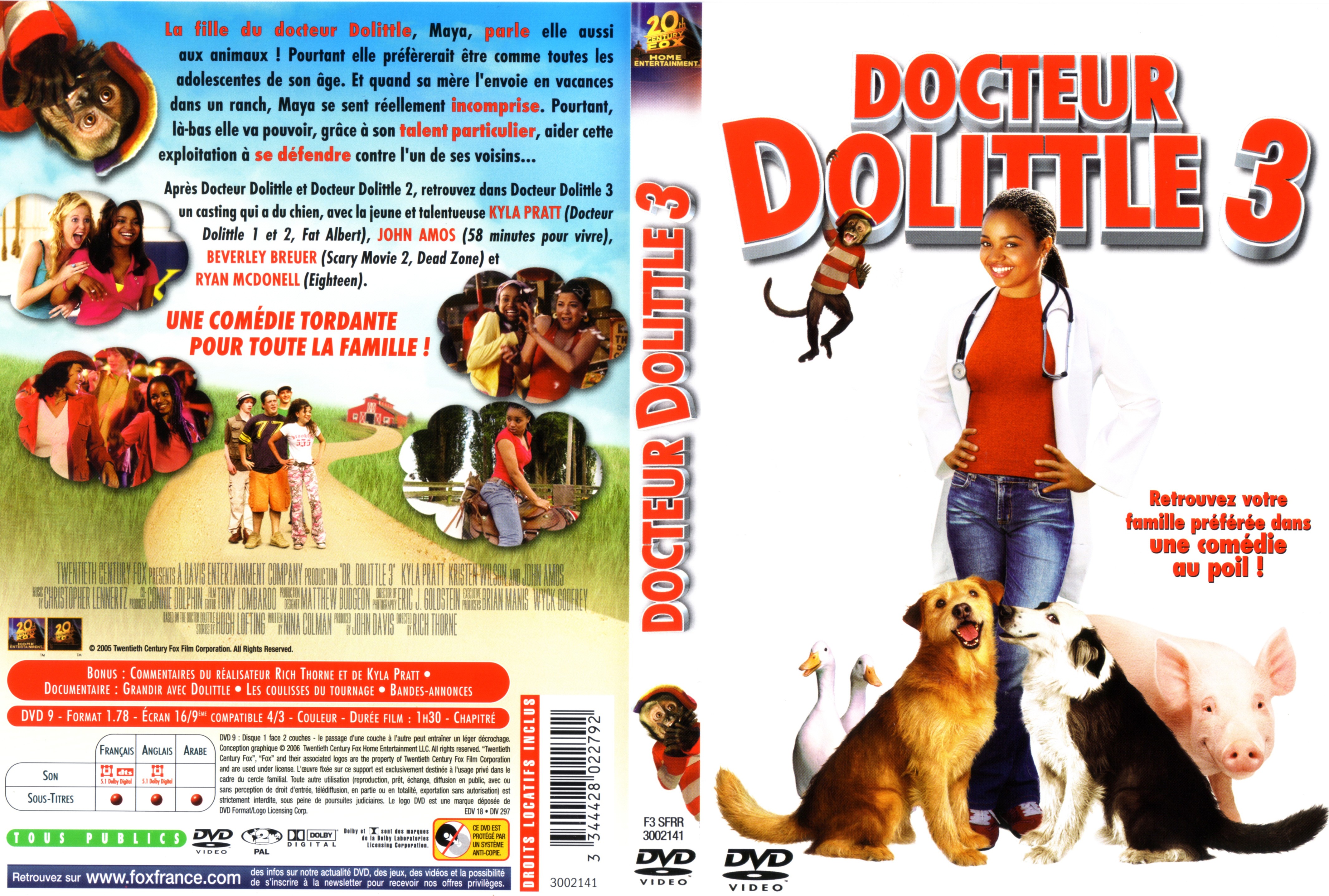 Jaquette DVD Docteur Dolittle 3