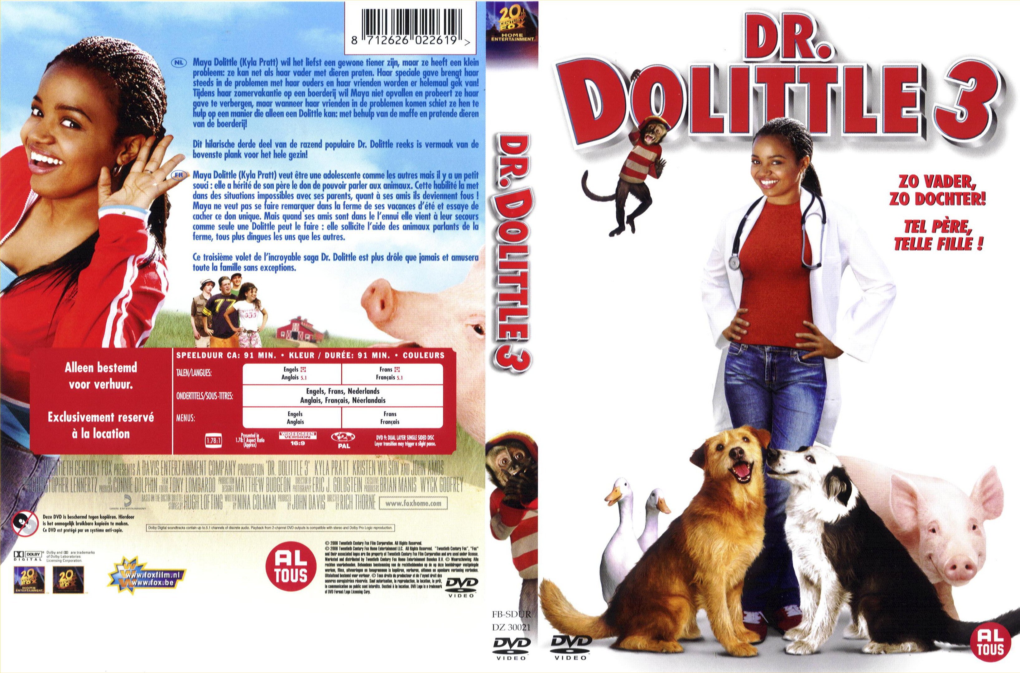 Jaquette DVD Docteur Dolittle 3 v2