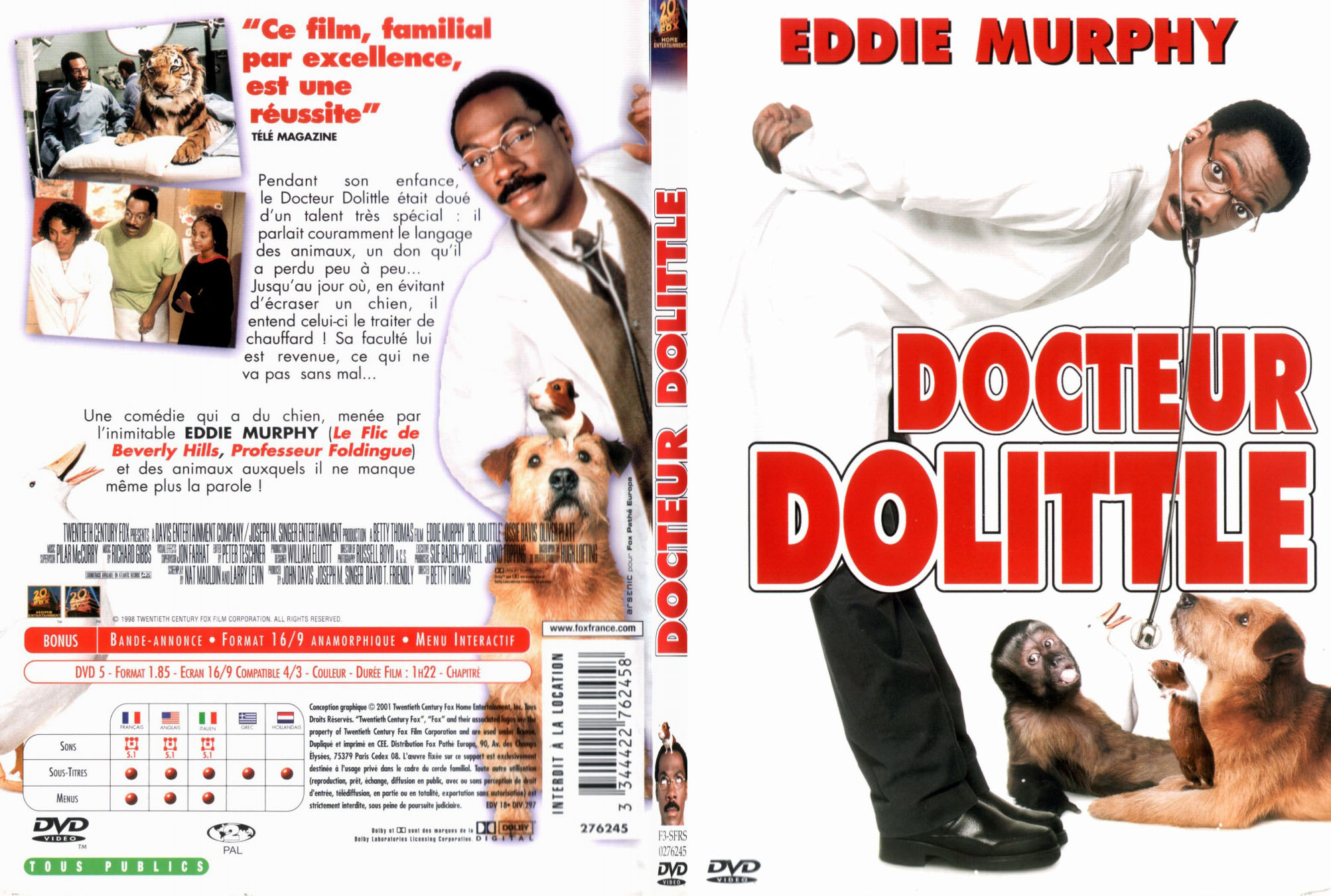Jaquette DVD Docteur Dolittle - SLIM
