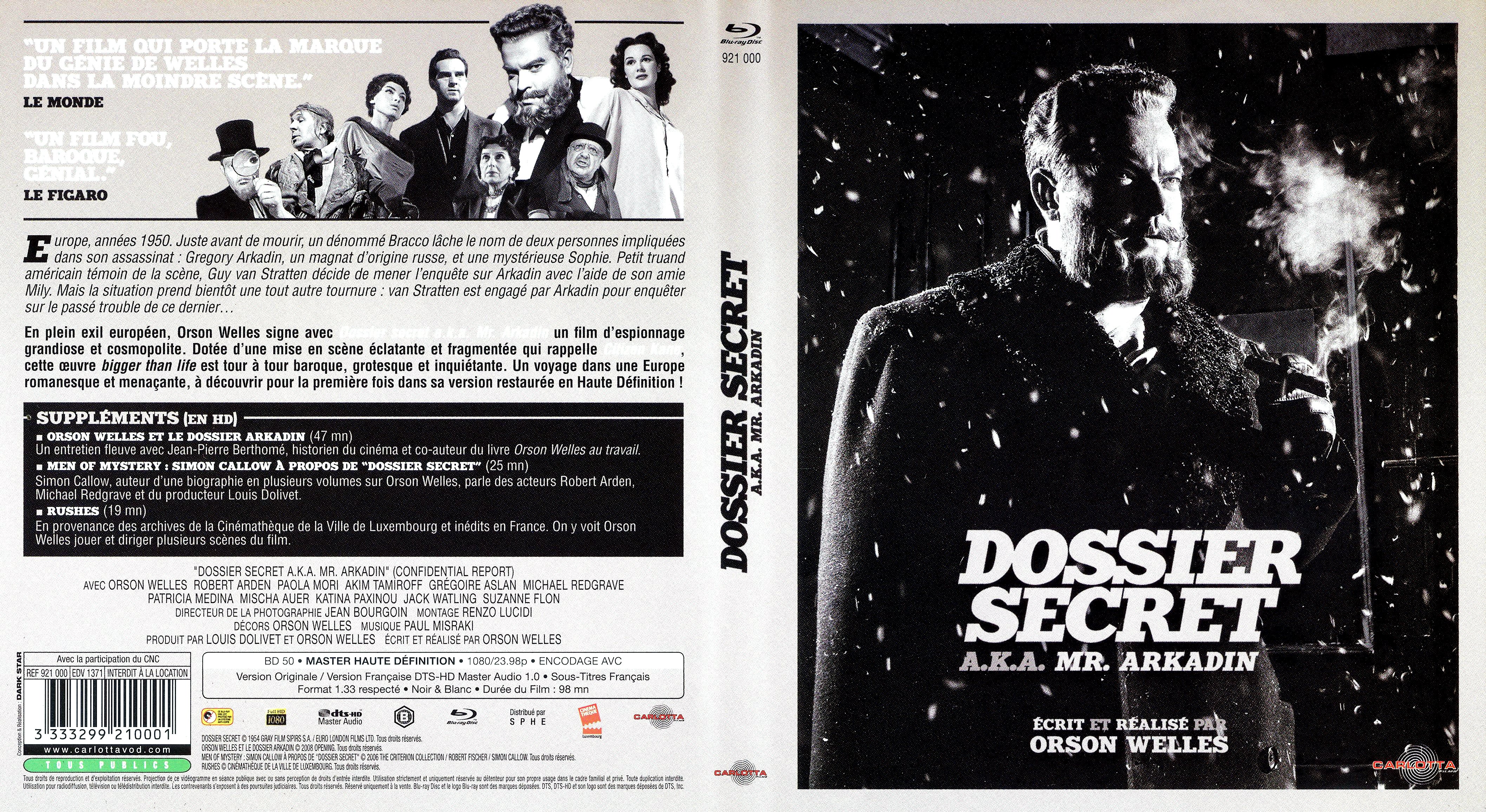 Jaquette DVD Dossier Secret (BLU-RAY)