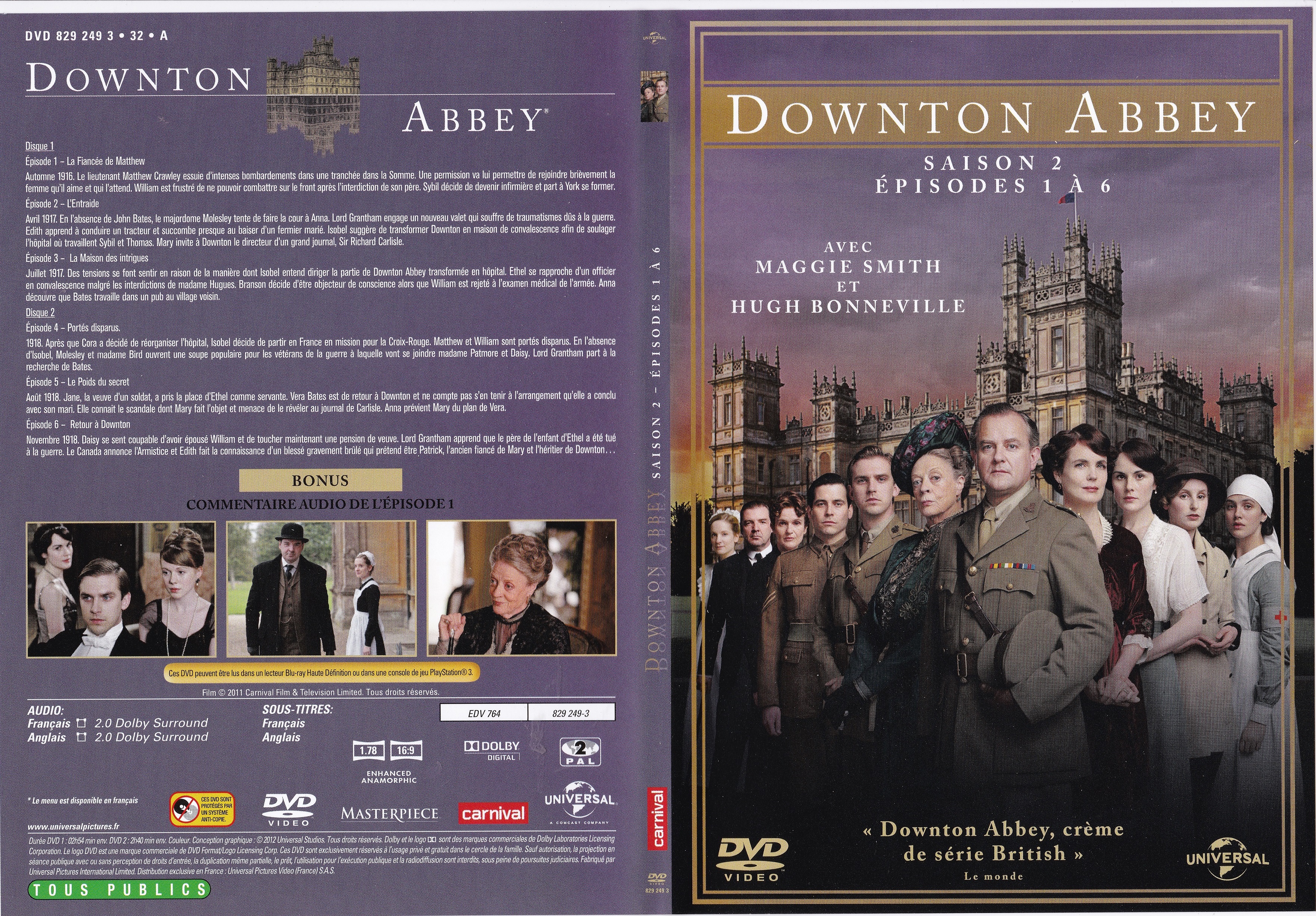 Jaquette DVD Downton Abbey Saison 2 Episodes 1  6