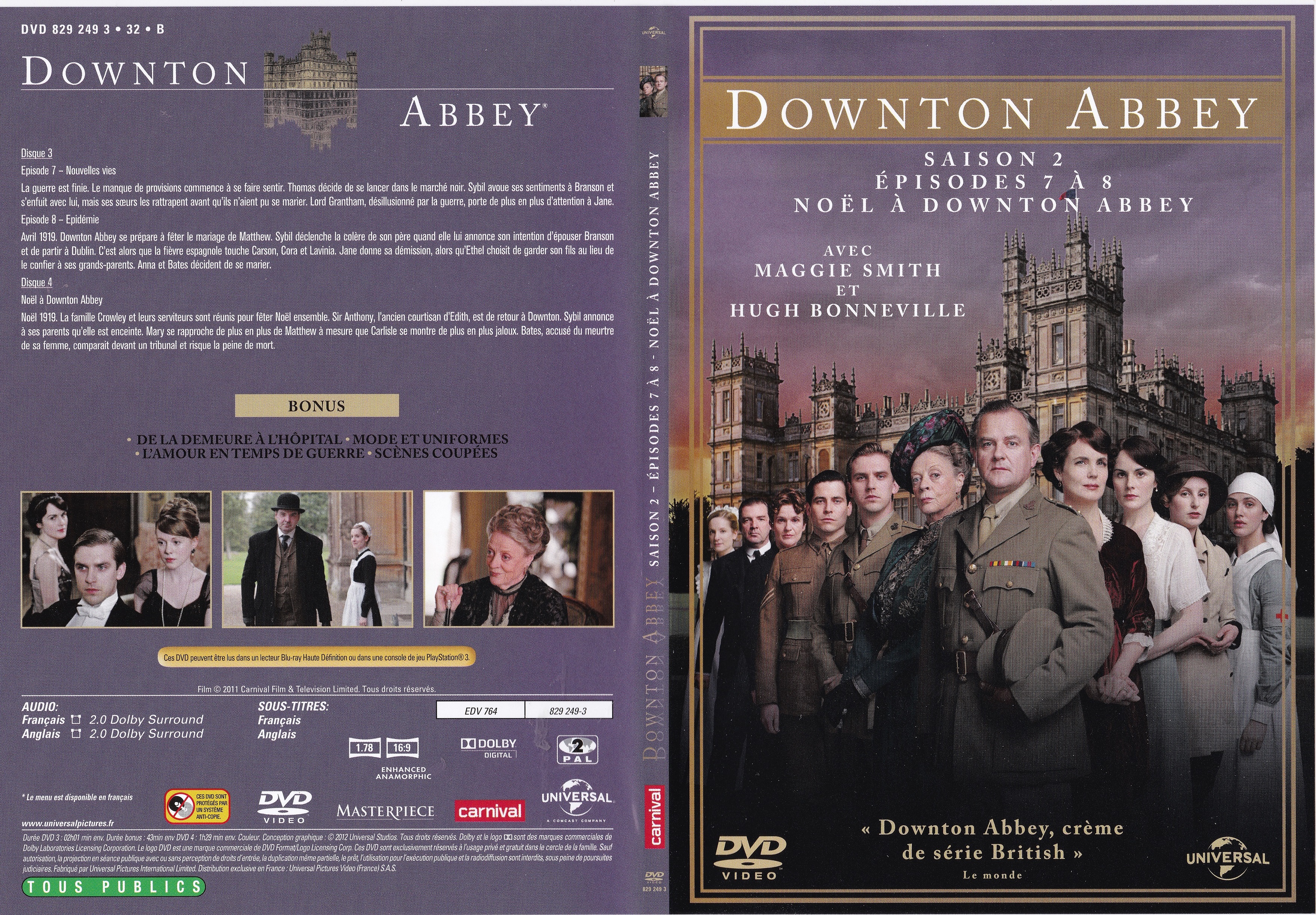 Jaquette DVD Downton Abbey Saison 2 Episodes 7  8 et Noel Downton