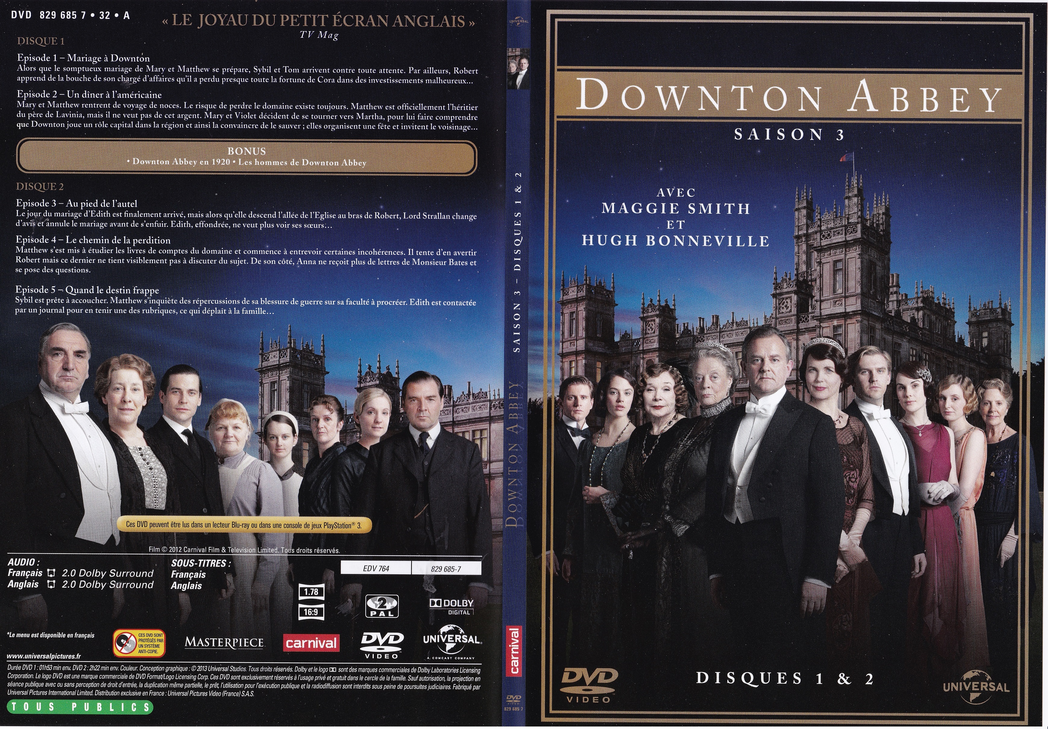Jaquette DVD Downton Abbey Saison 3 Episodes 1  5