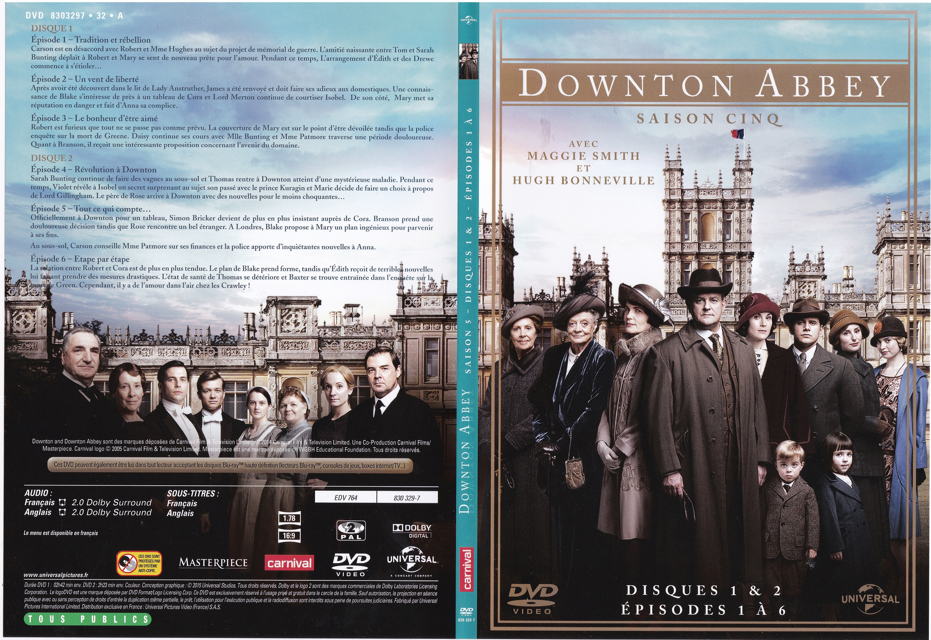Jaquette DVD Downton Abbey Saison 5 Episodes 1  6