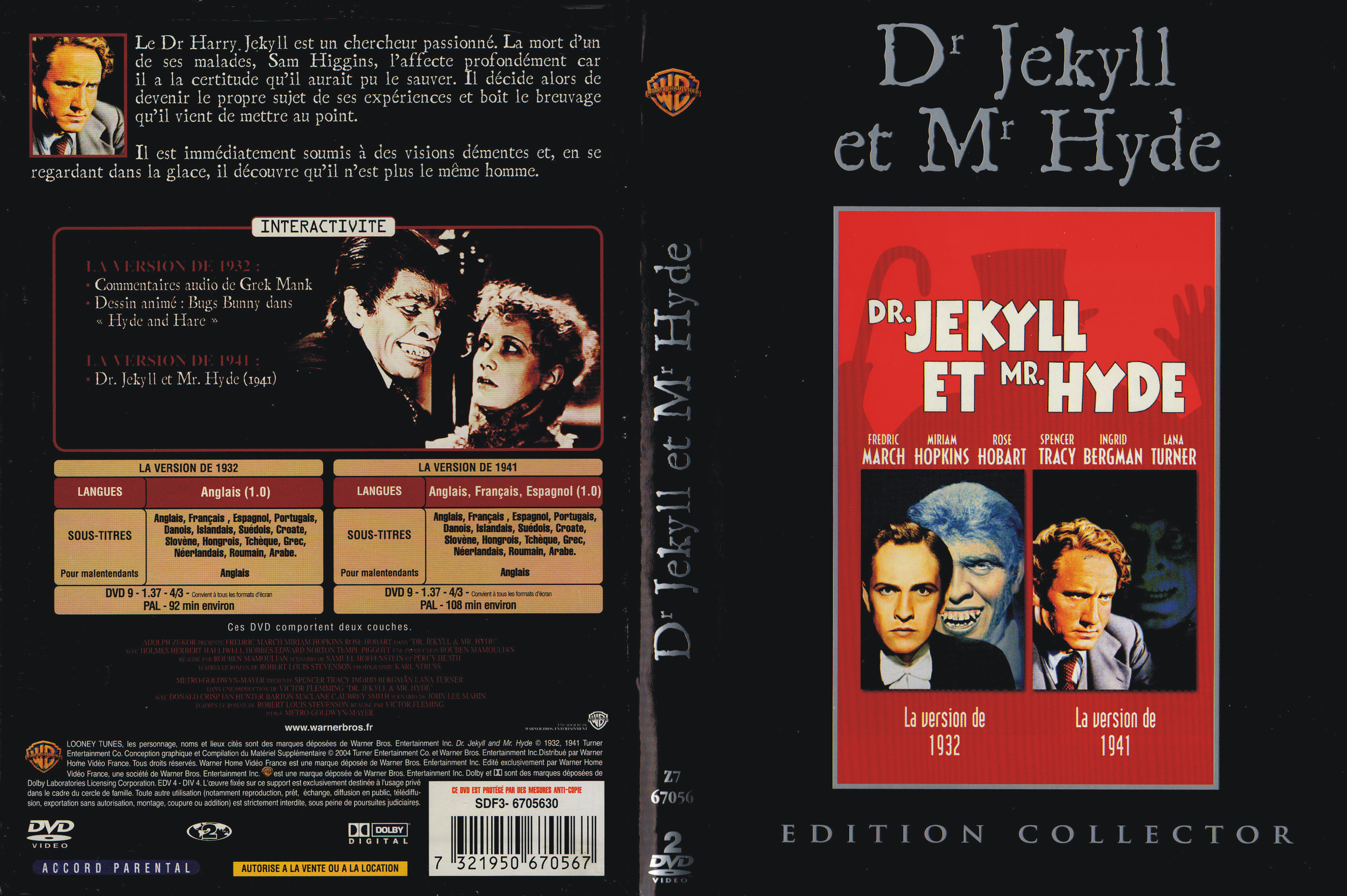 Jaquette DVD Dr Jekyll et Mr Hyde (1932 et 1941)
