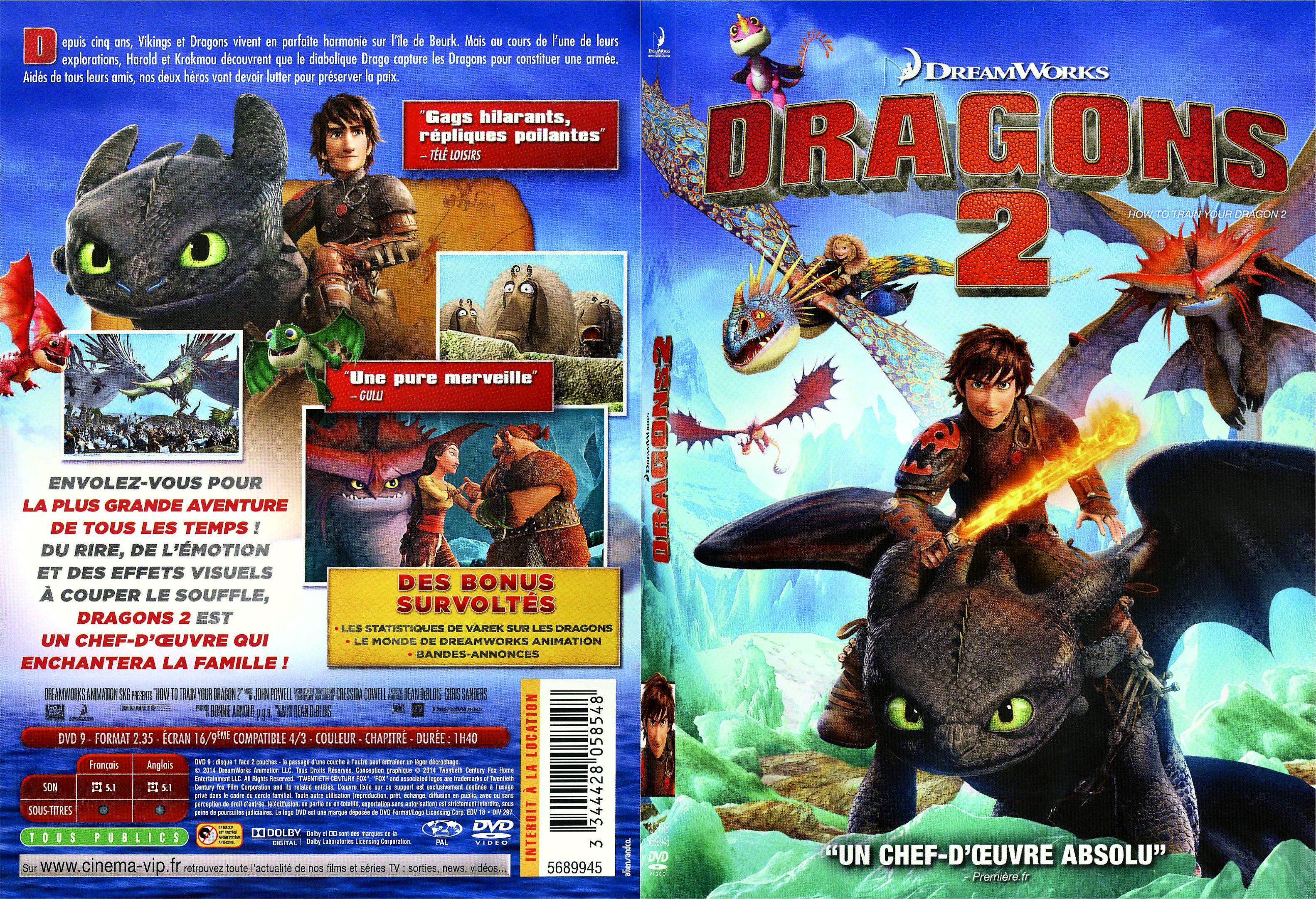 Jaquette DVD Dragons 2 - SLIM