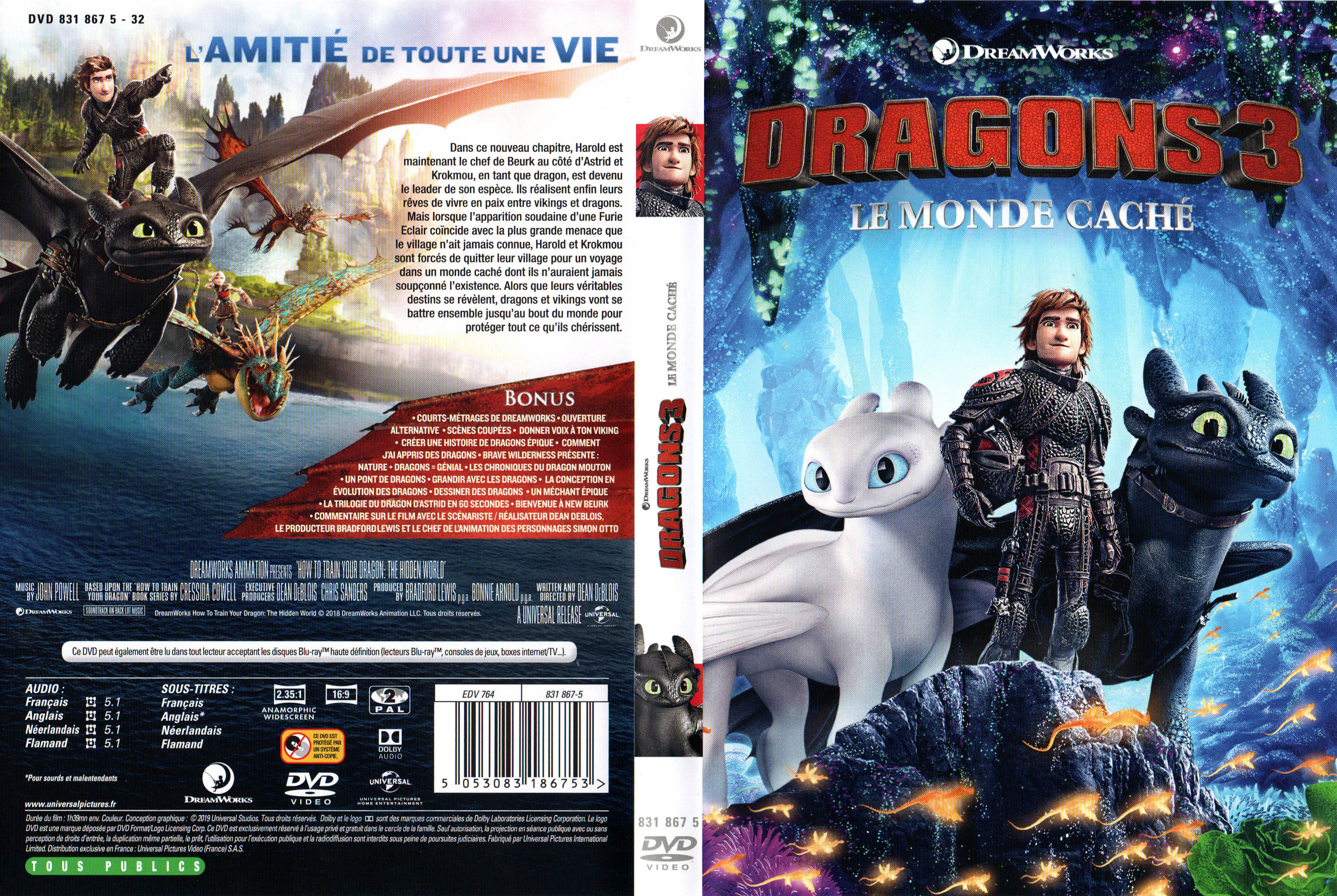 Jaquette DVD Dragons 3 Le monde cach