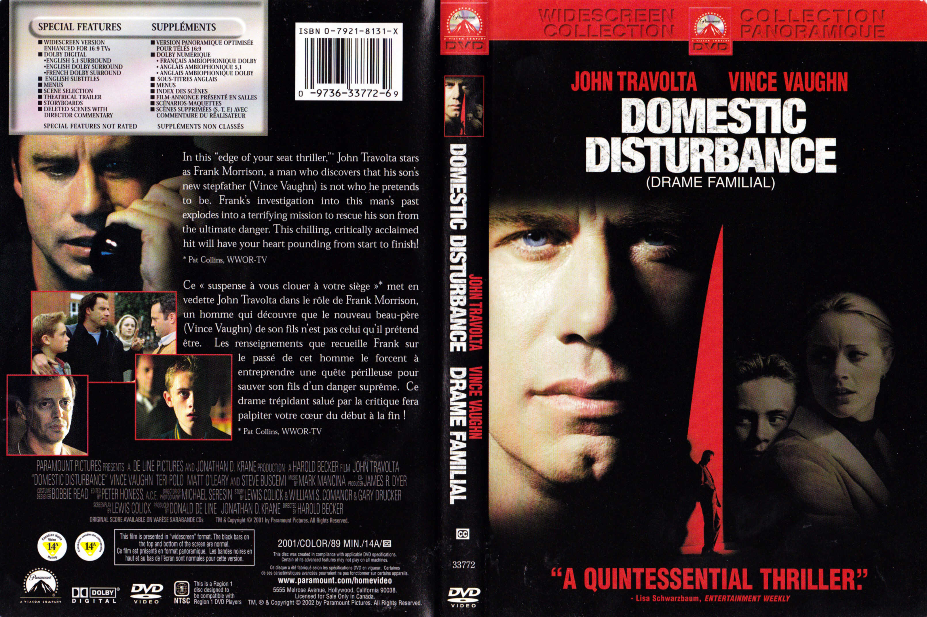Jaquette DVD Drame familial - Domestic disturbance (Canadienne)