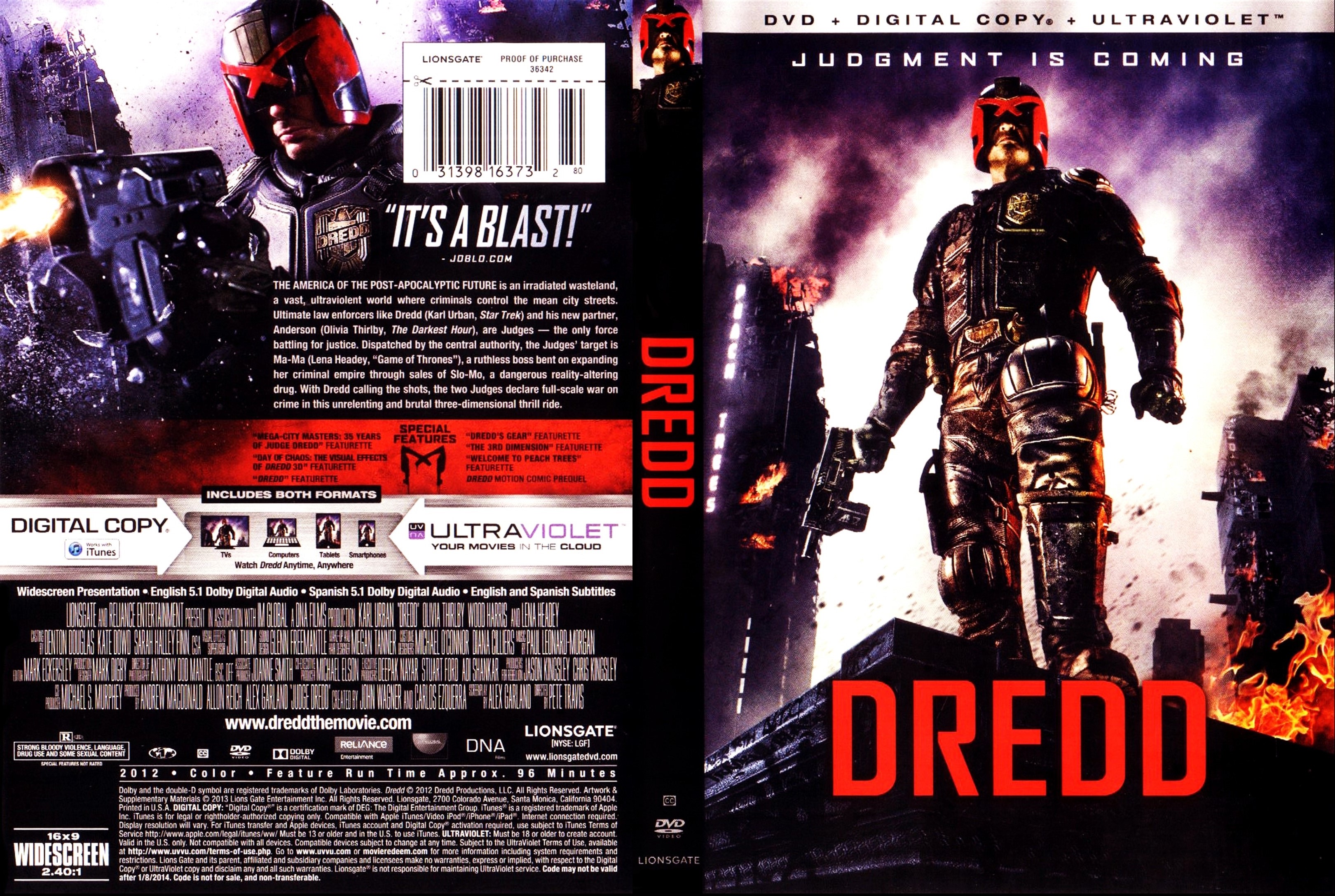 Jaquette DVD Dredd (Canadienne)