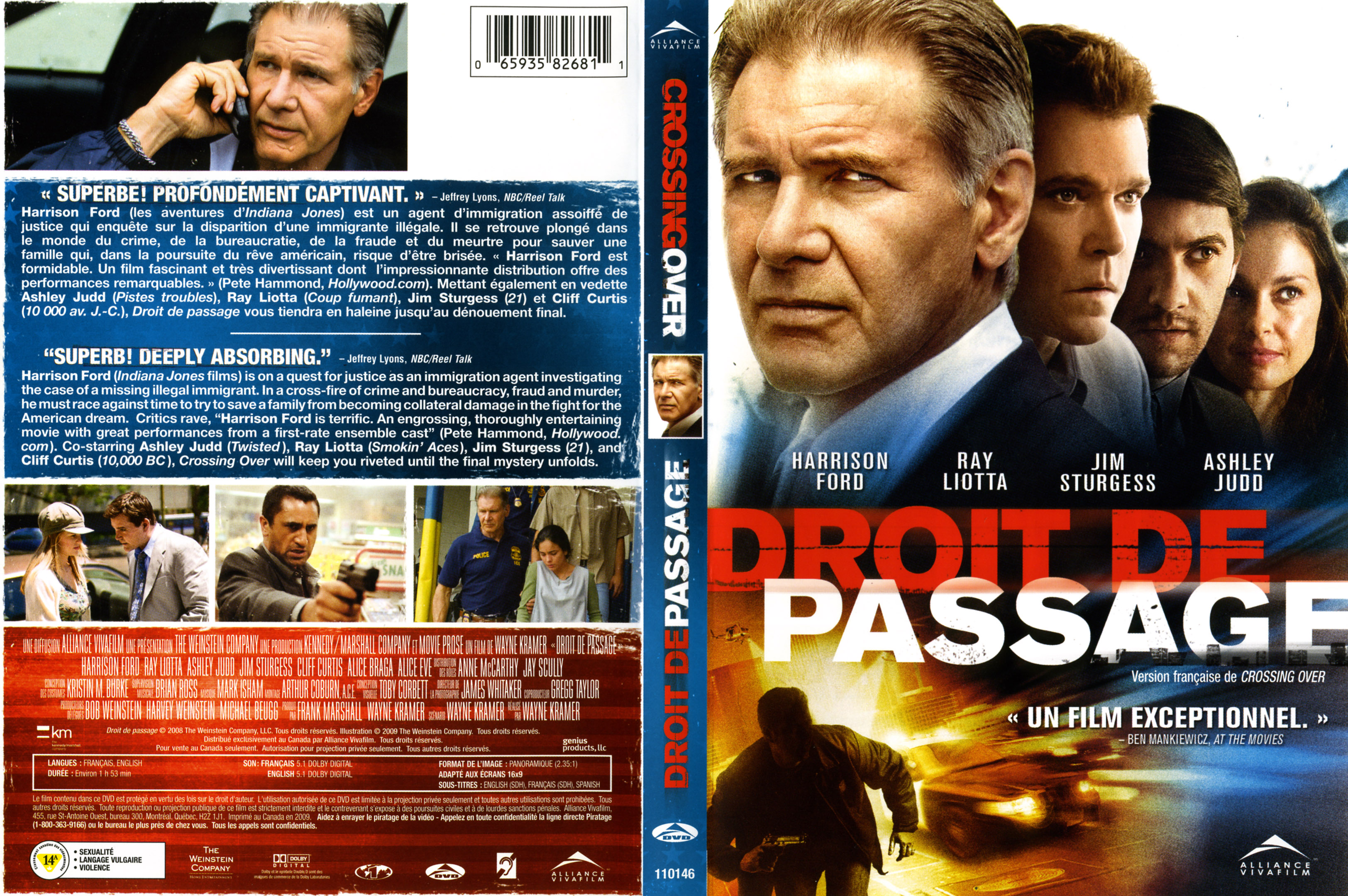 Jaquette DVD Droit de passage - Crossing over (Canadienne)