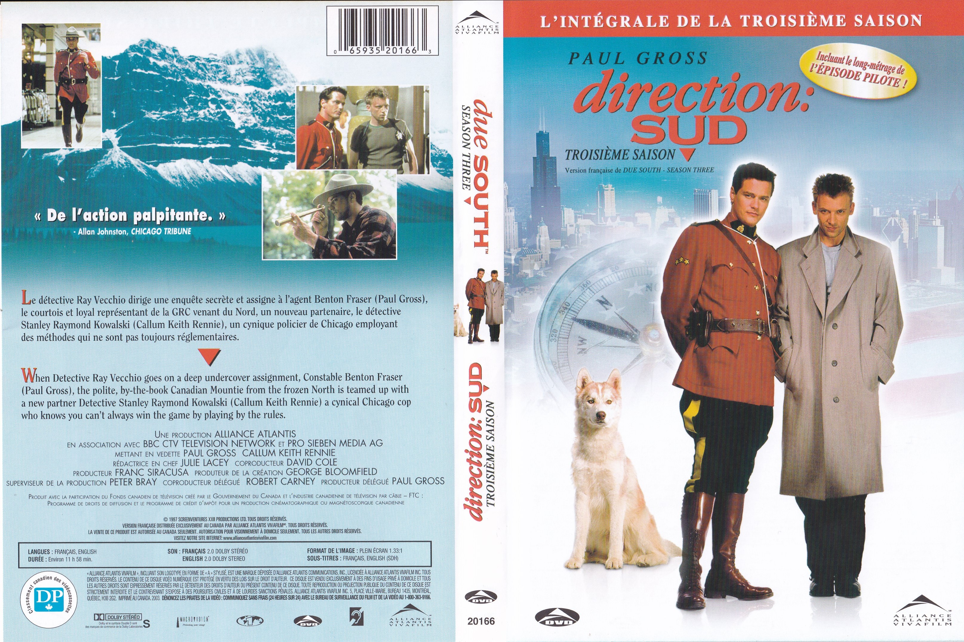 Jaquette DVD Due South - Direction Sud - Un Tandem de Choc Saison 3 (Canadienne)