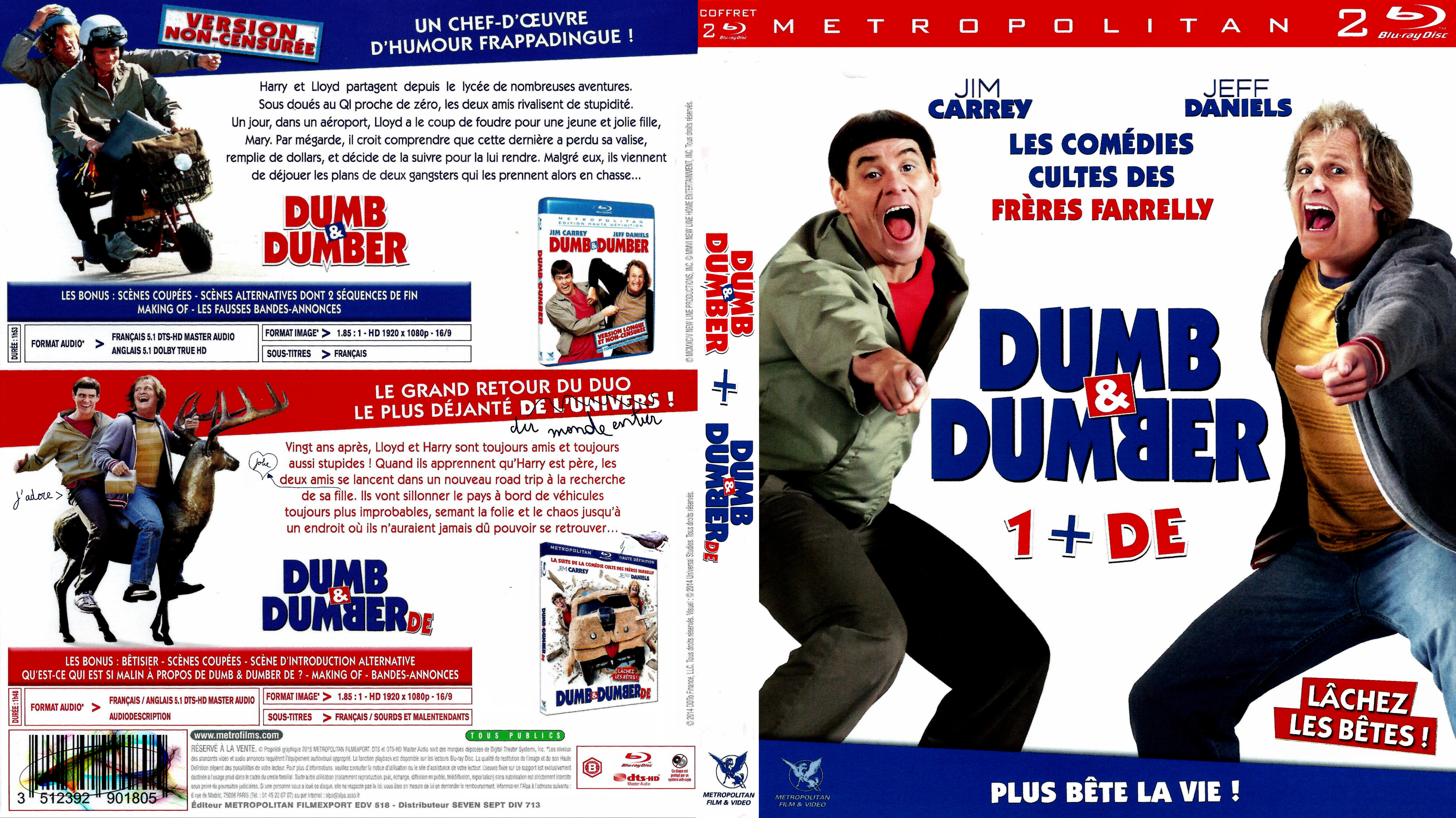 Jaquette DVD Dumb & dumber 1 & 2 COFFRET (BLU-RAY) 