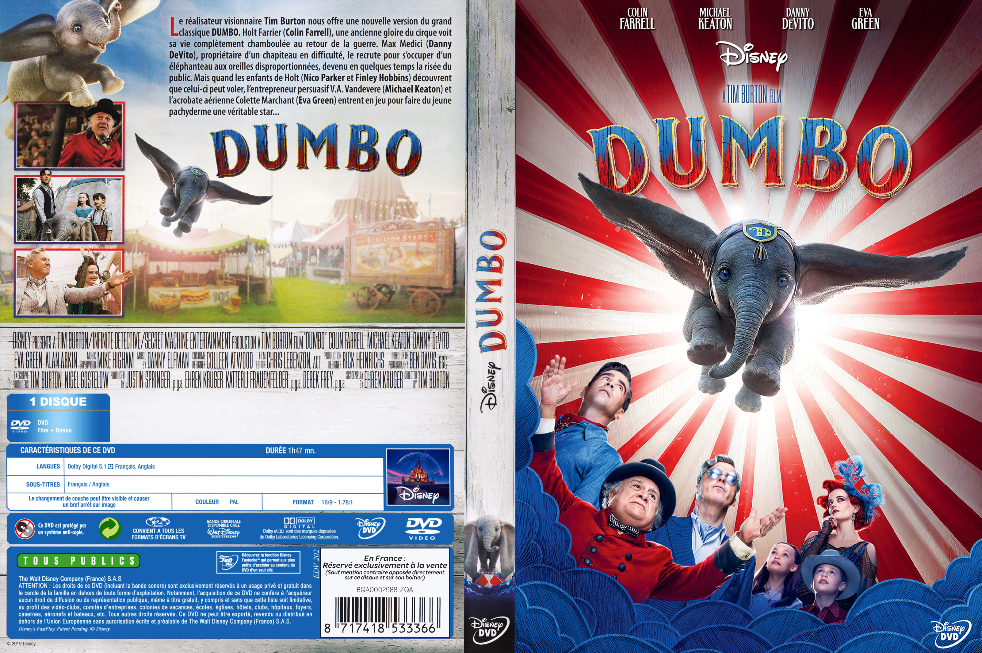 Jaquette DVD Dumbo (2019) custom v2