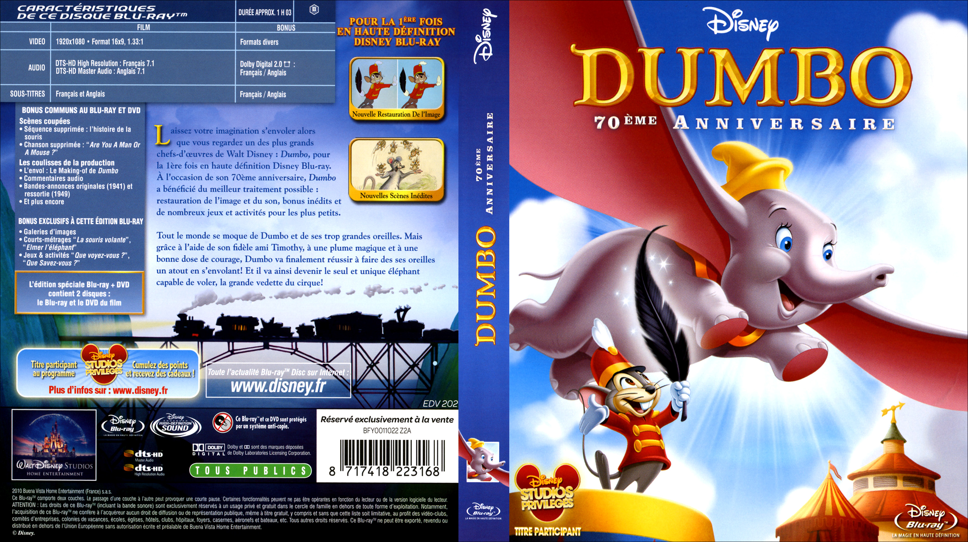 Jaquette DVD Dumbo (BLU-RAY)