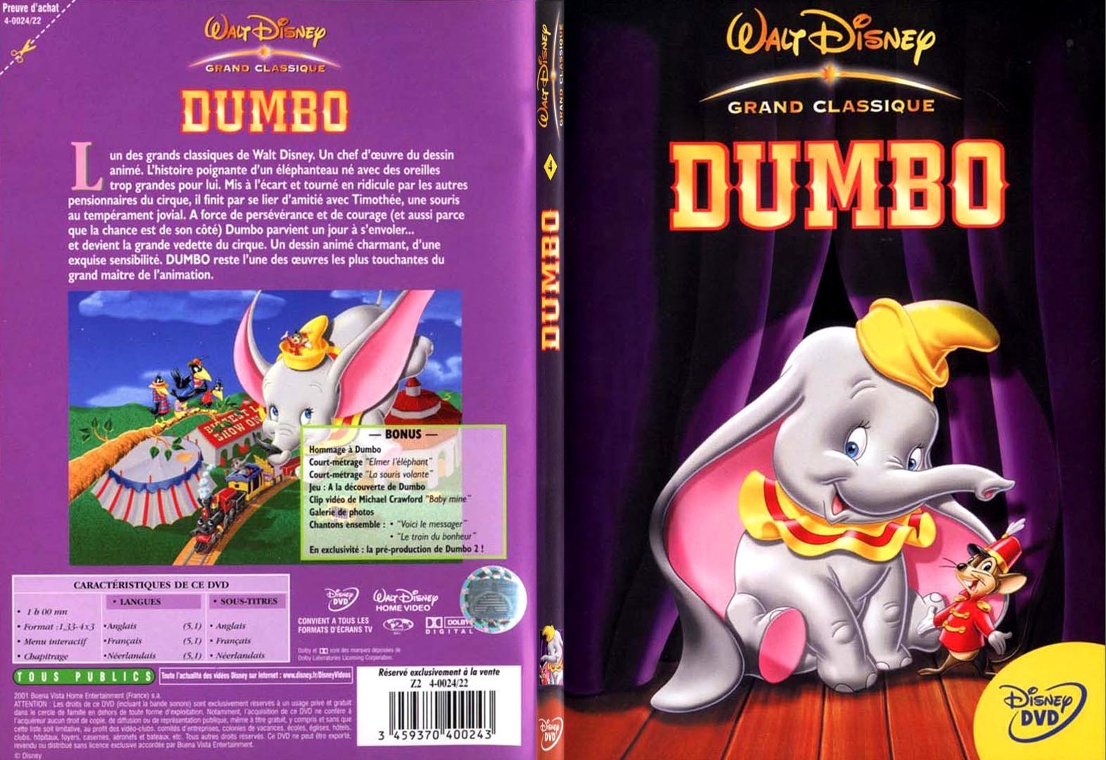 Jaquette DVD Dumbo - SLIM