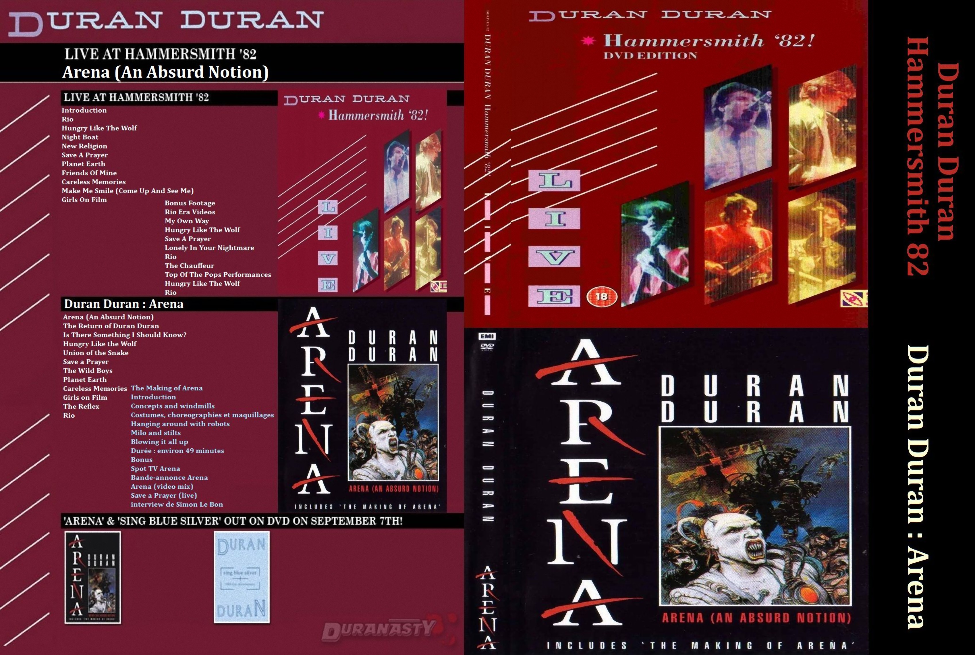 Jaquette DVD Duran Duran - Hammersmth 82 + Wembley Arena Custom