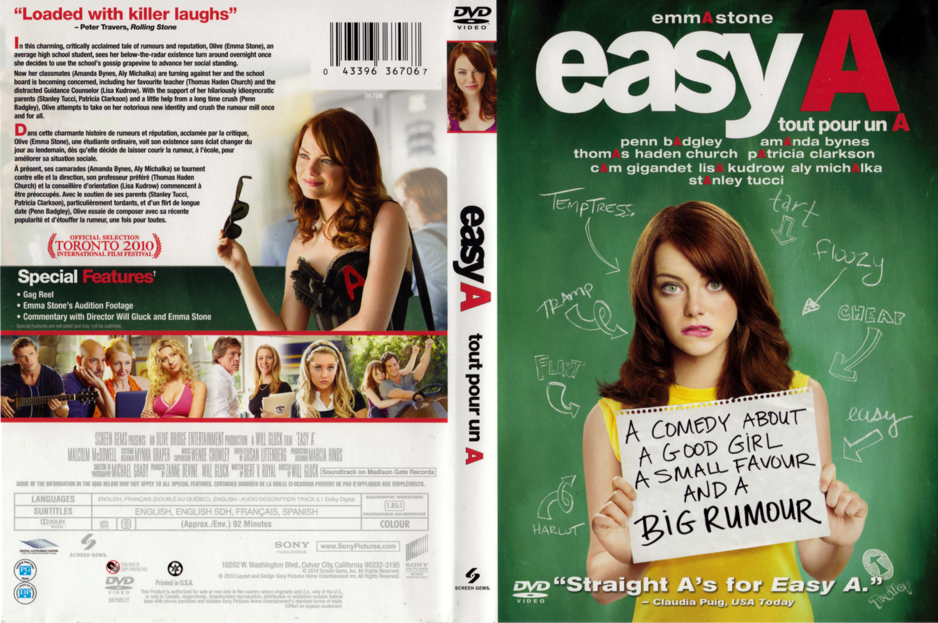 Jaquette DVD Easy A (Canadienne)