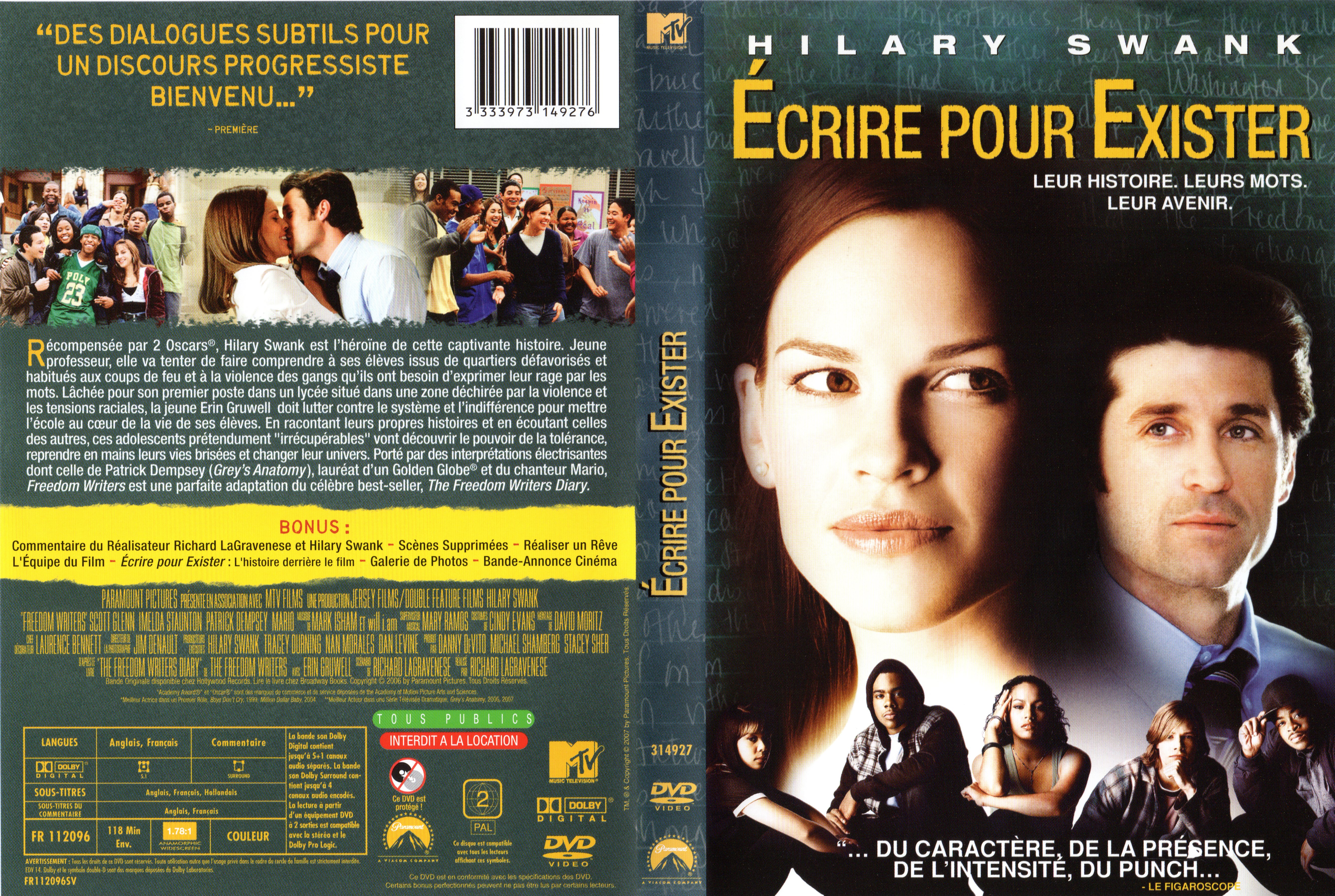 Jaquette DVD Ecrire pour exister v2