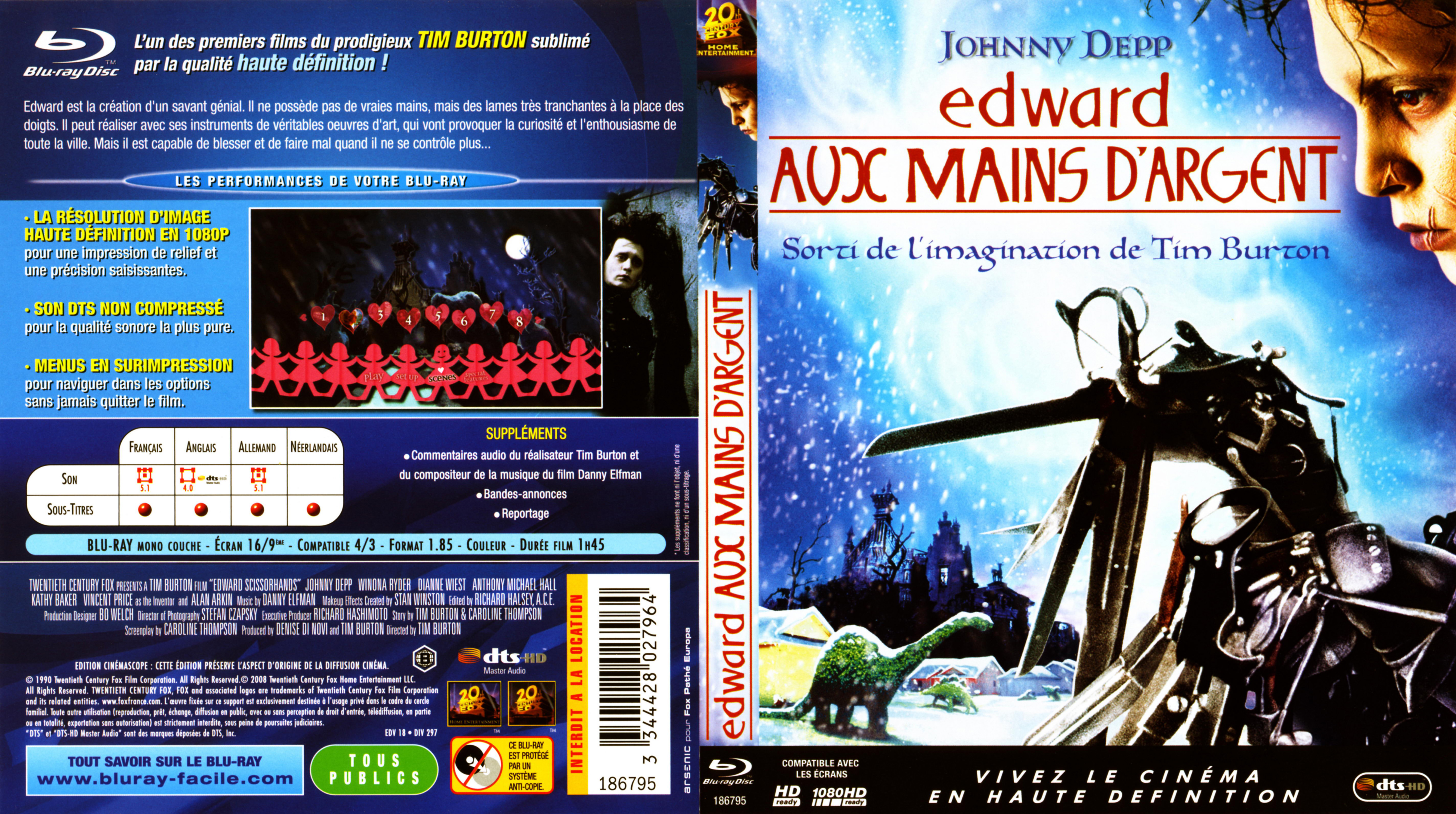 Jaquette DVD Edward aux mains d argent (BLU-RAY)