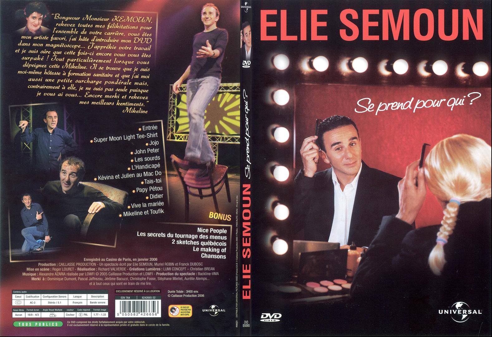 Jaquette DVD Elie Semoun se prend pour qui - SLIM