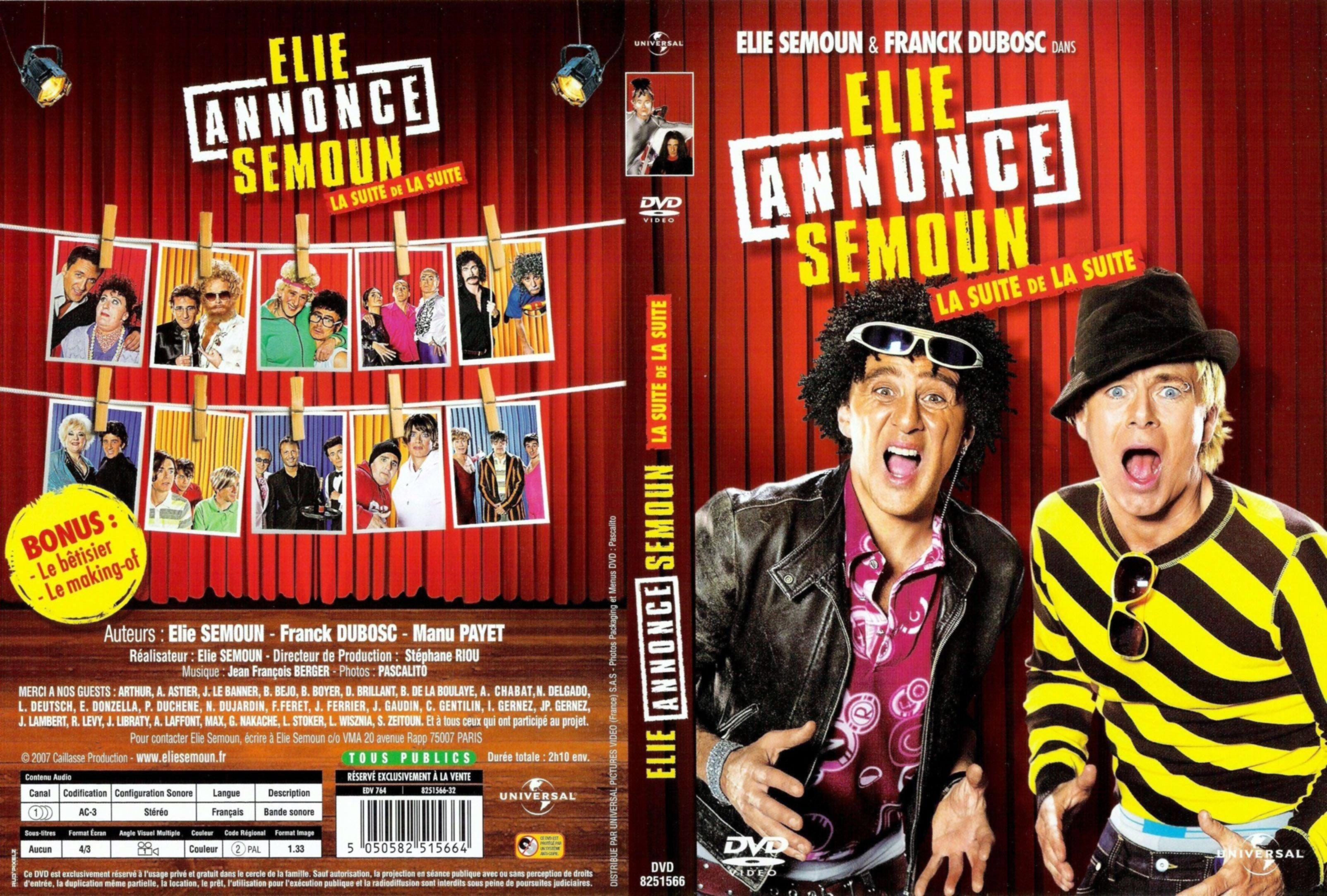 Jaquette DVD Elie annonce Semoun La suite de la suite