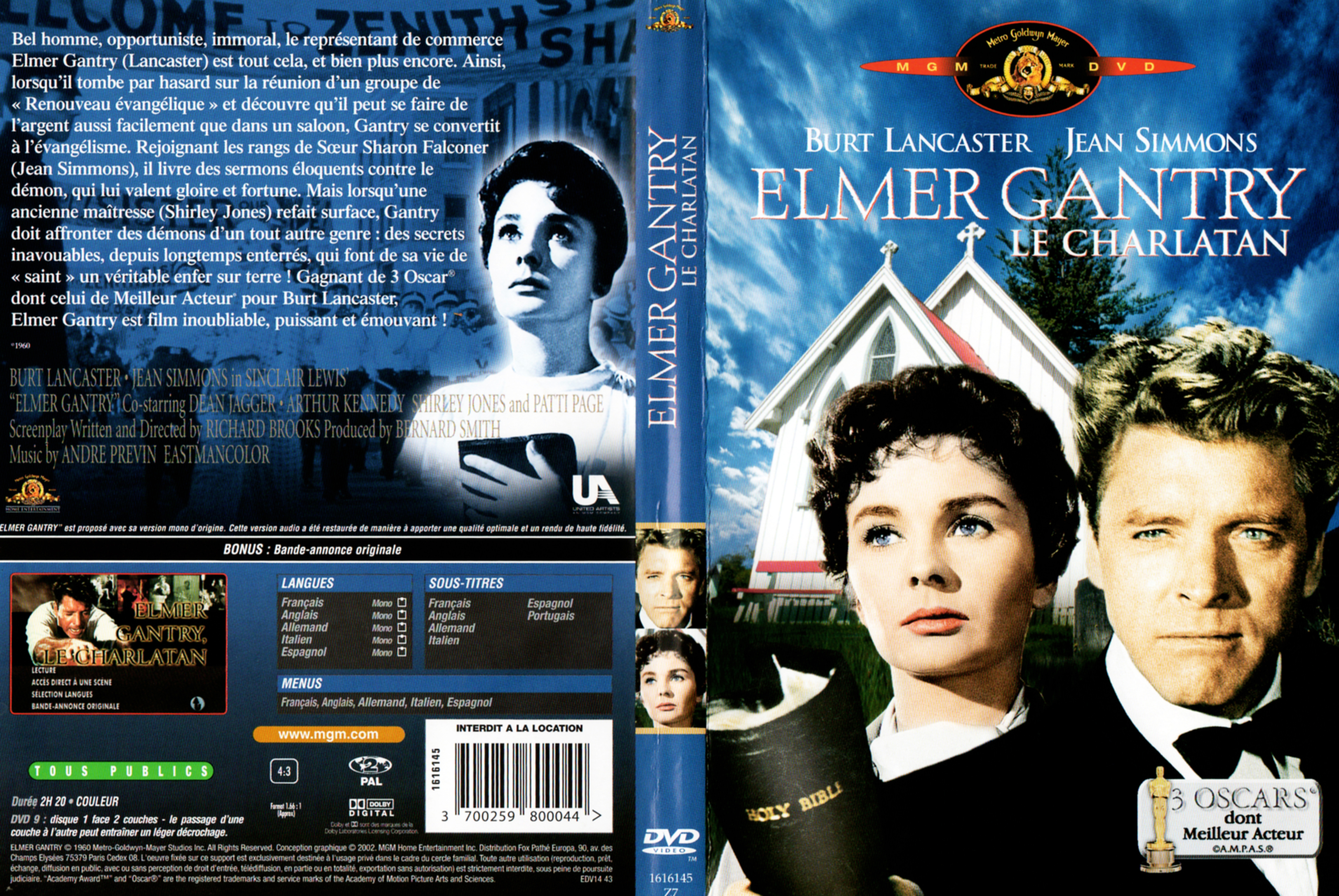Jaquette DVD Elmer Gantry Le charlatan