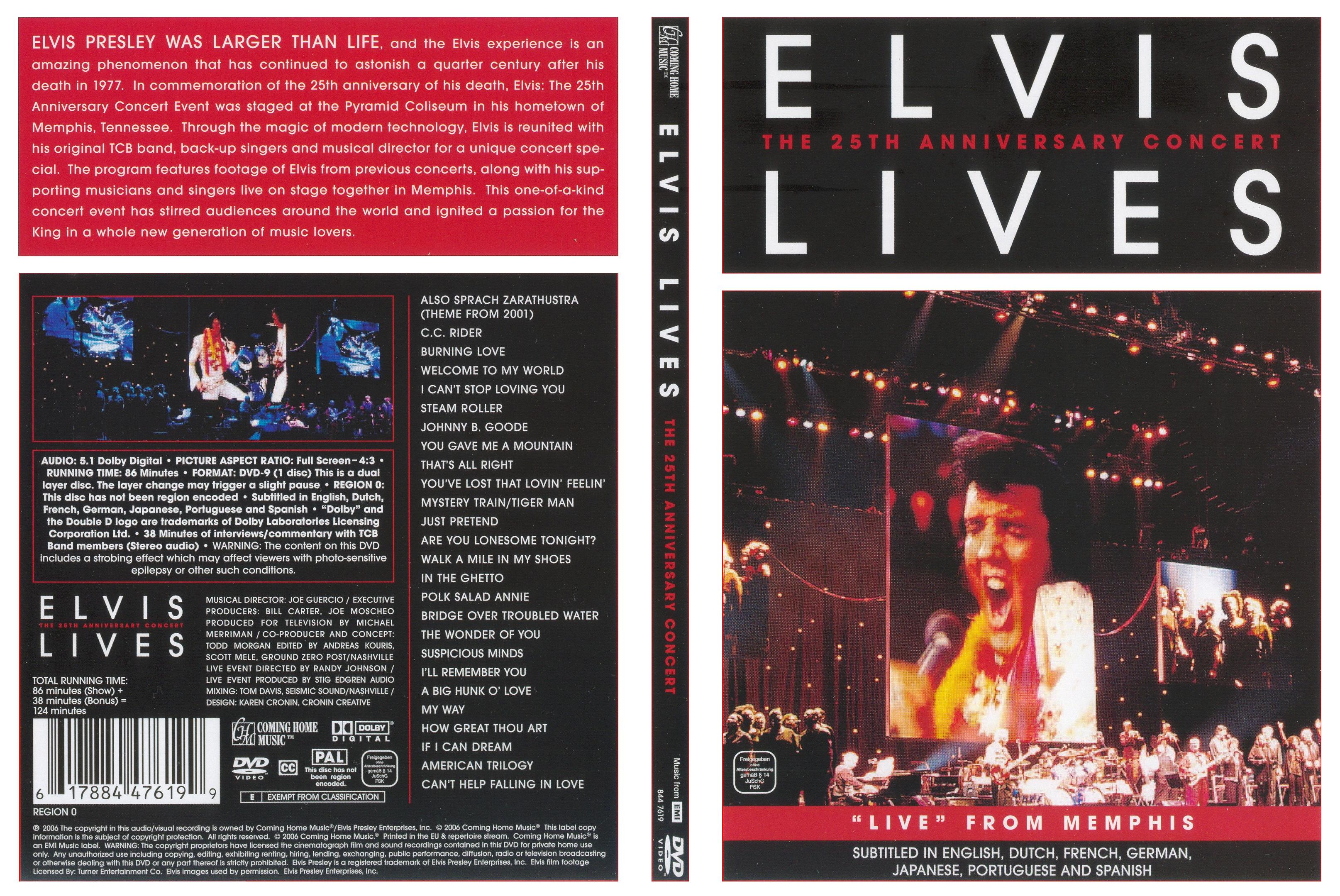 Jaquette DVD Elvis Presley 25me anniverssaire Live from Memphis