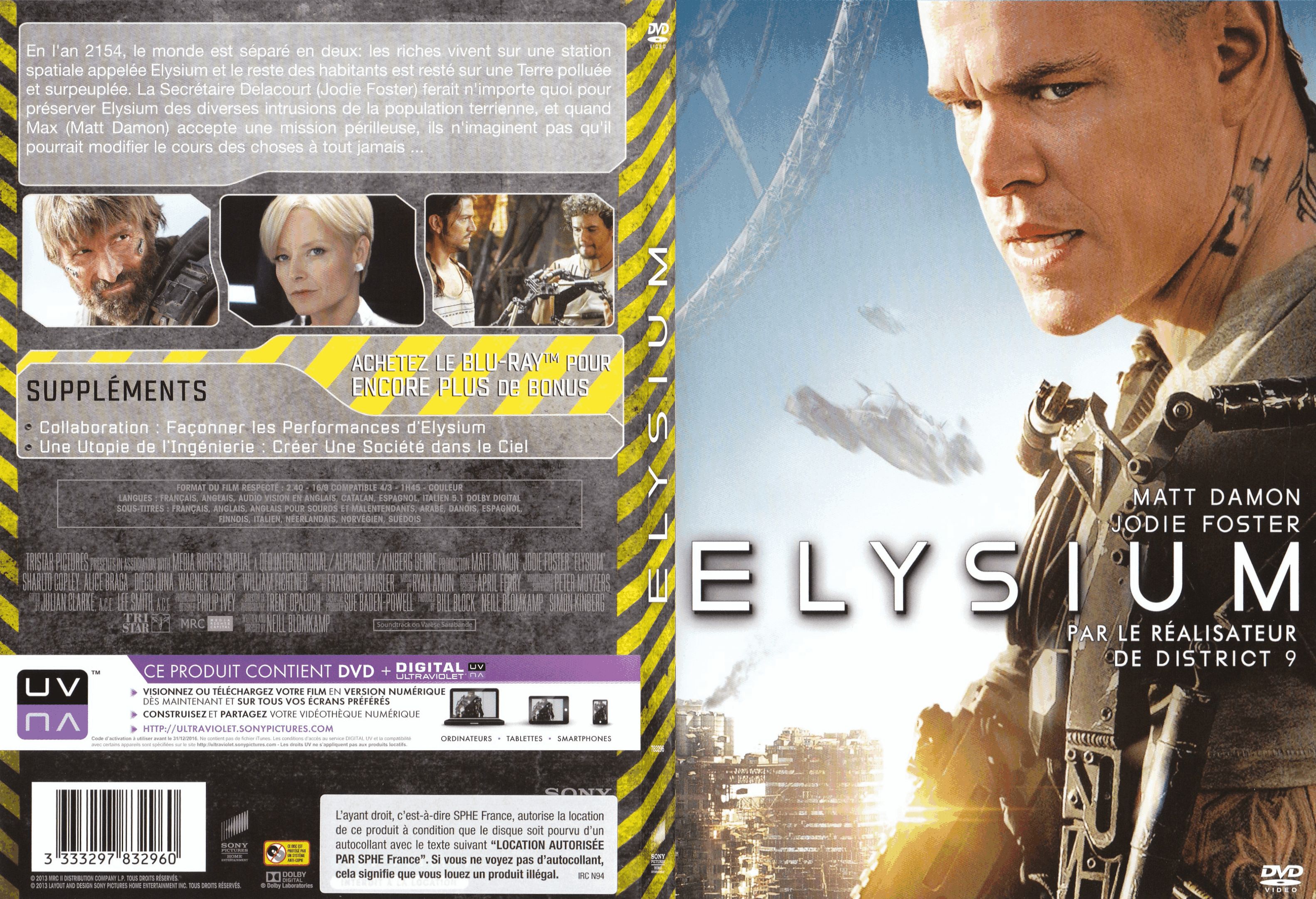 Jaquette DVD Elysium (2013) - SLIM