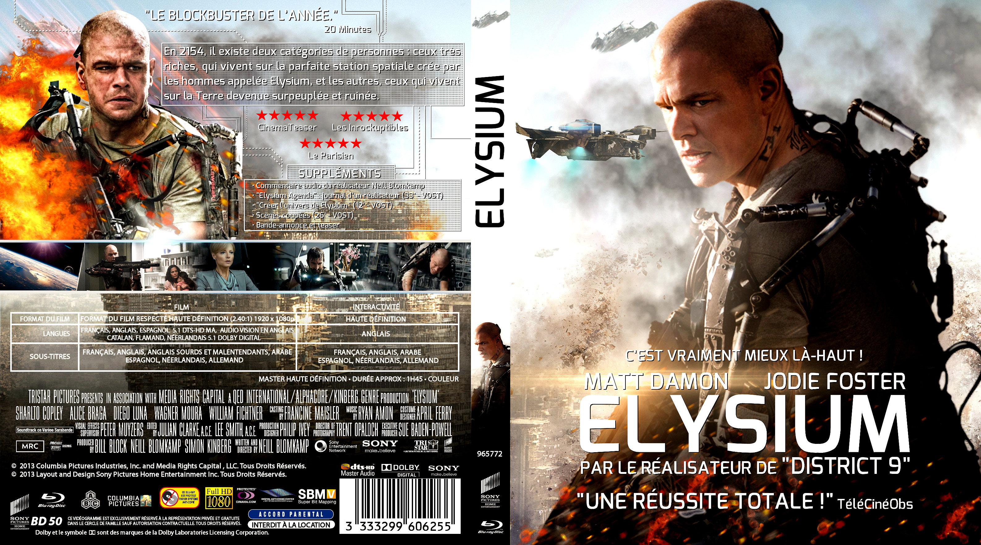 Jaquette DVD Elysium (2013) custom (BLU-RAY)